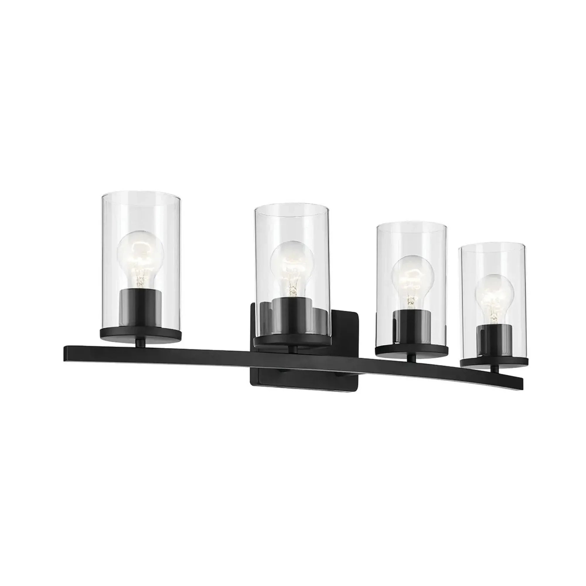 Crosby 31" 4-Light Bath Vanity Light, Black Finish, Clear Glass