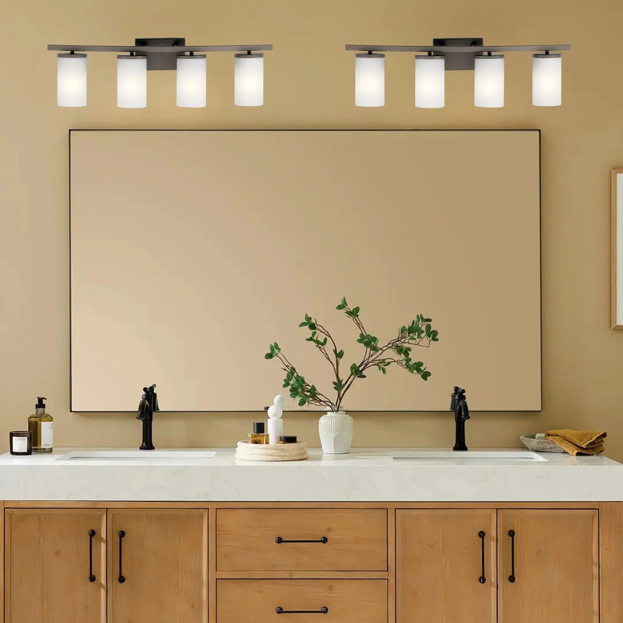 Crosby 31" 4-Light Bath Vanity Light, Olde Bronze Finish, Etched Glass