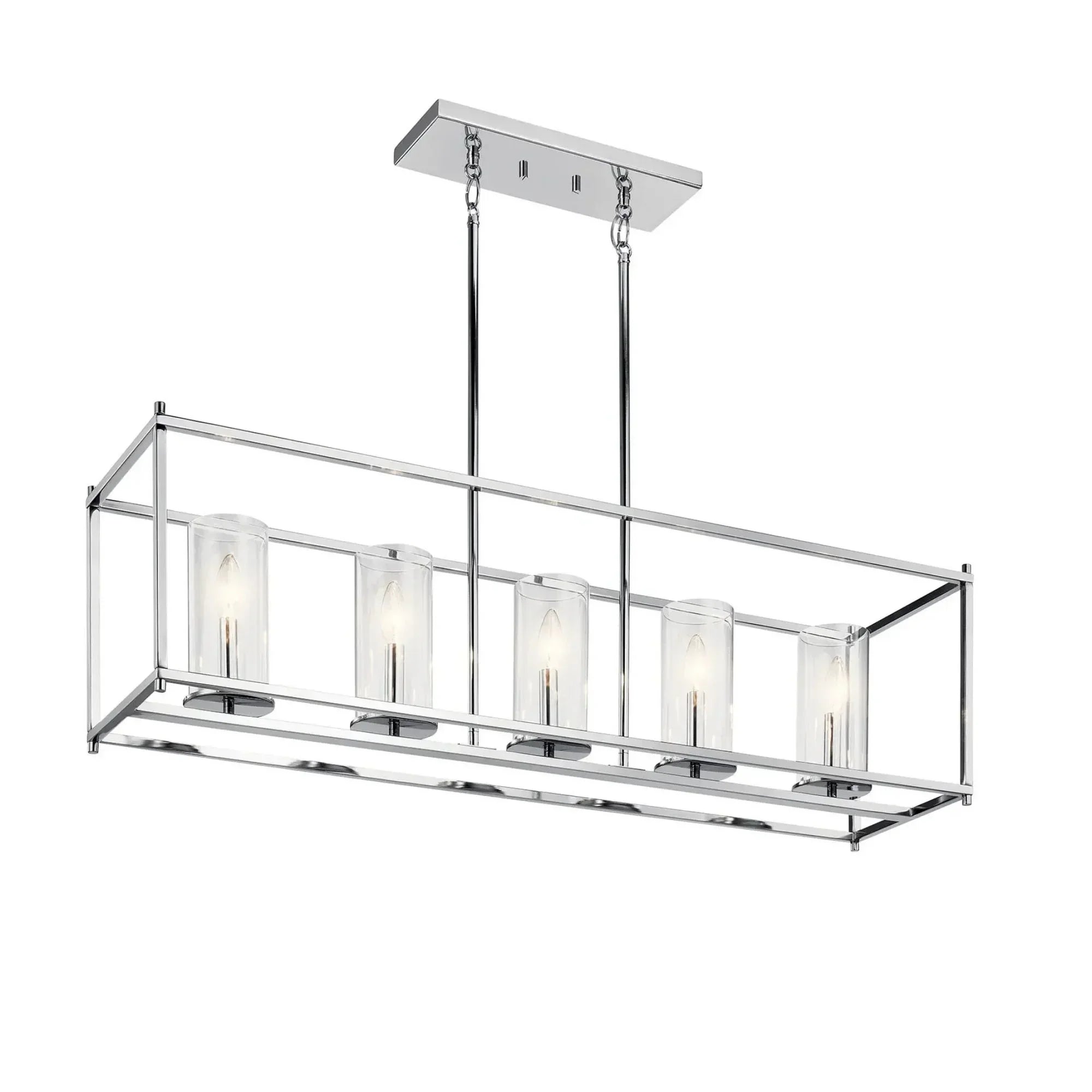 Crosby 42" 5-Light Linear Chandelier, Chrome Finish
