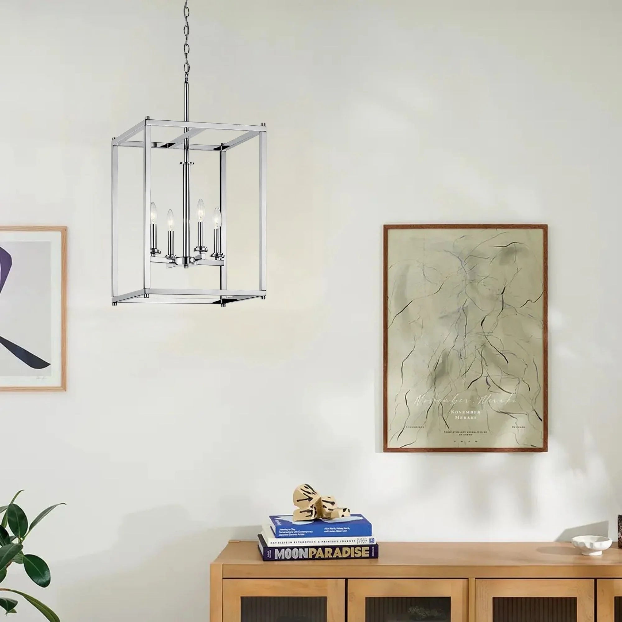 Crosby 16" 4-Light Foyer Pendant, Chrome Finish