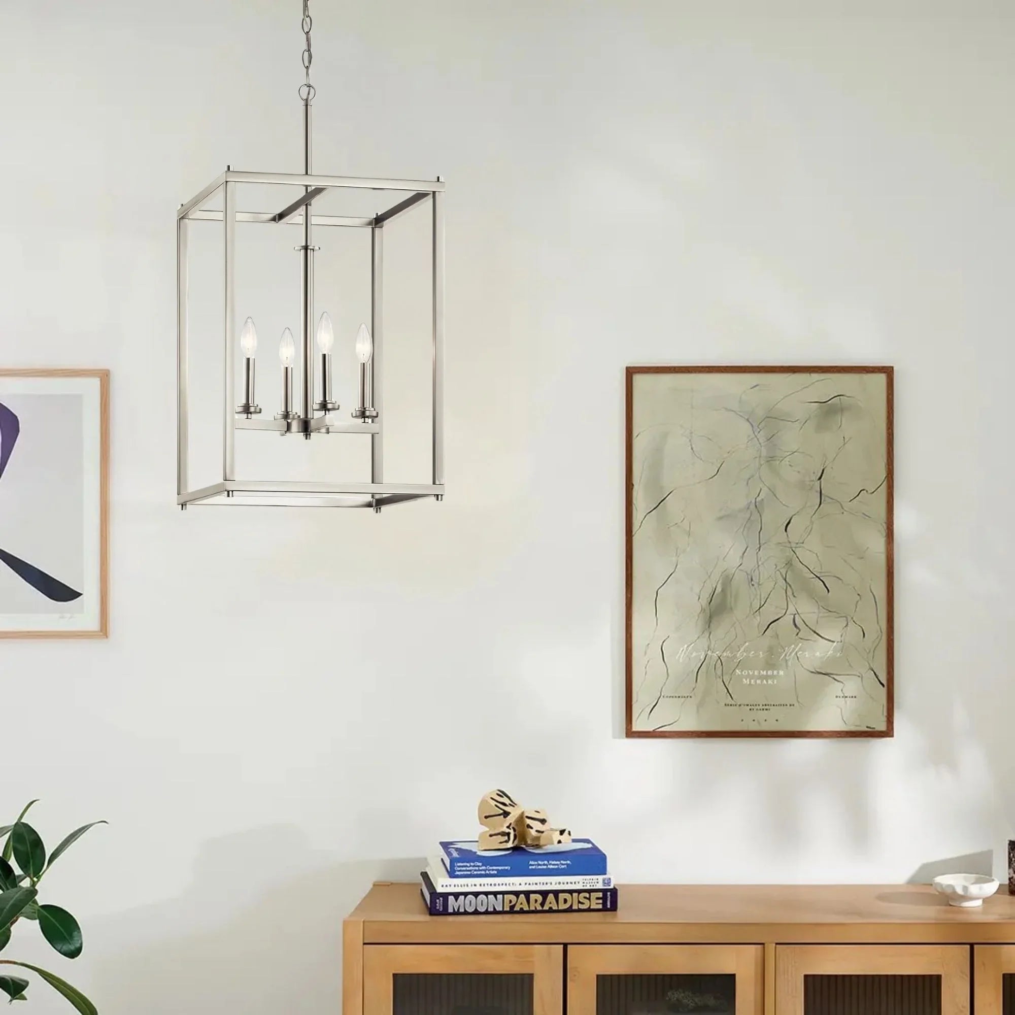 Crosby 16" 4-Light Foyer Pendant, Brushed Nickel Finish - Bees Lighting