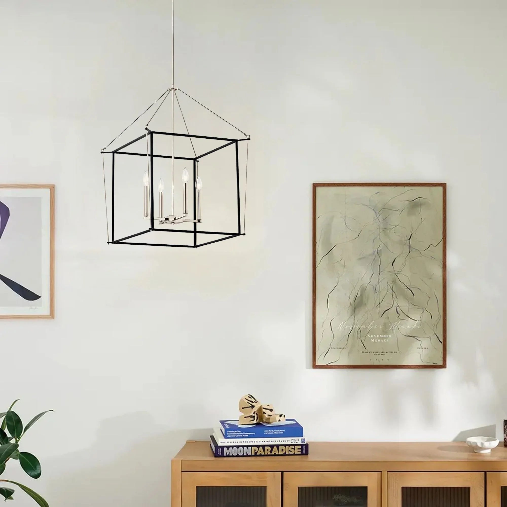 Eisley 22" 4-Light Foyer Pendant, Polished Nickel Finish