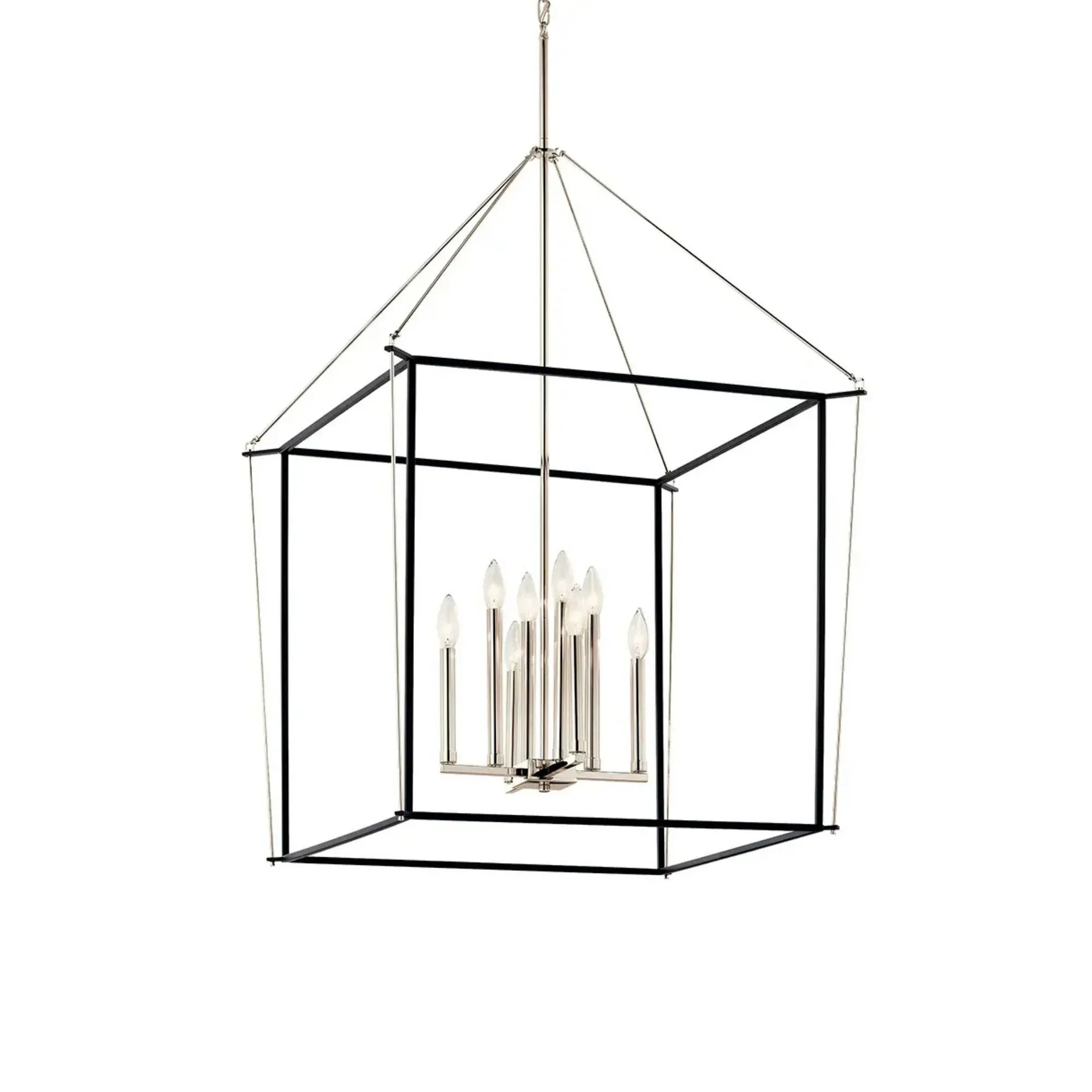 Eisley 28" 8-Light Foyer Pendant, Polished Nickel Finish