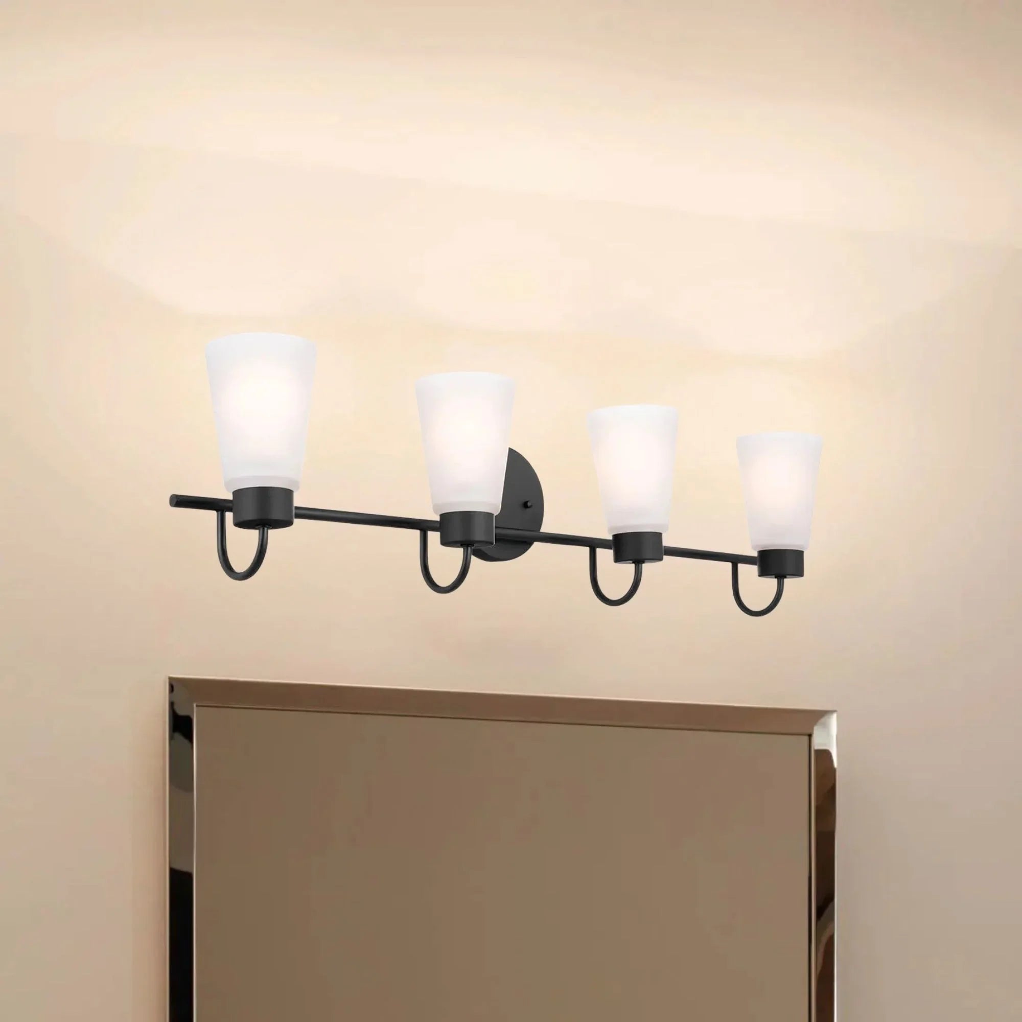 Erma 33" 4-Light Bath Vanity Light, Black Finish