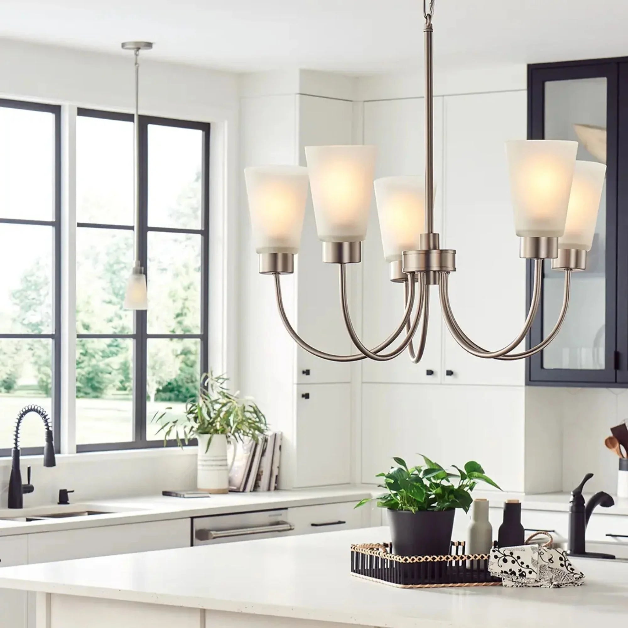 Erma 24" Chandelier, Brushed Nickel Finish