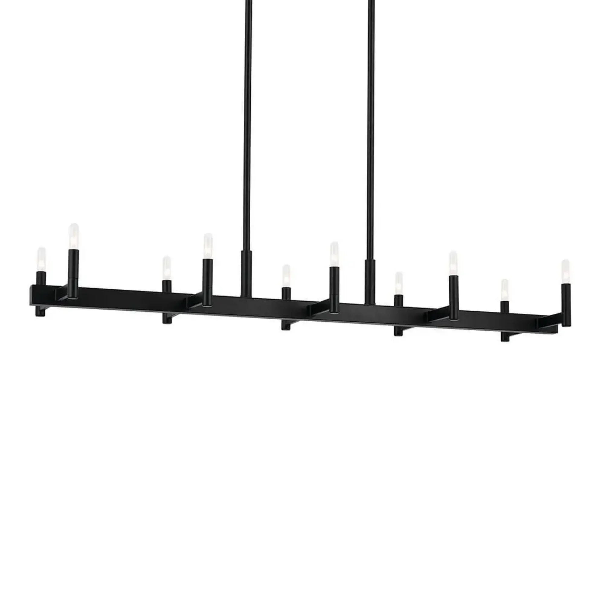 Erzo 50" 10-Light Linear Chandelier, Black Finish