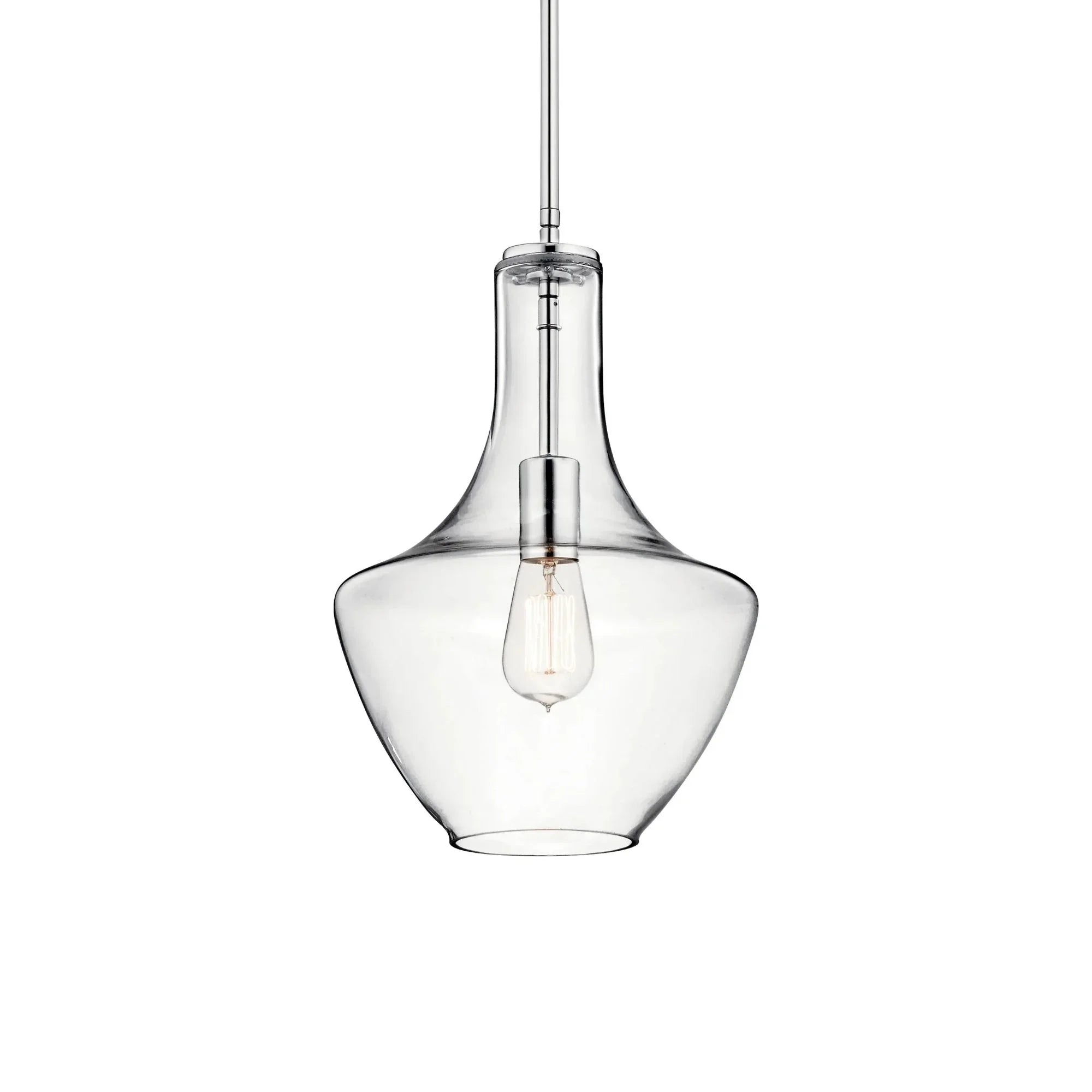 Everly 11" Pendant, Chrome Finish, Clear Glass