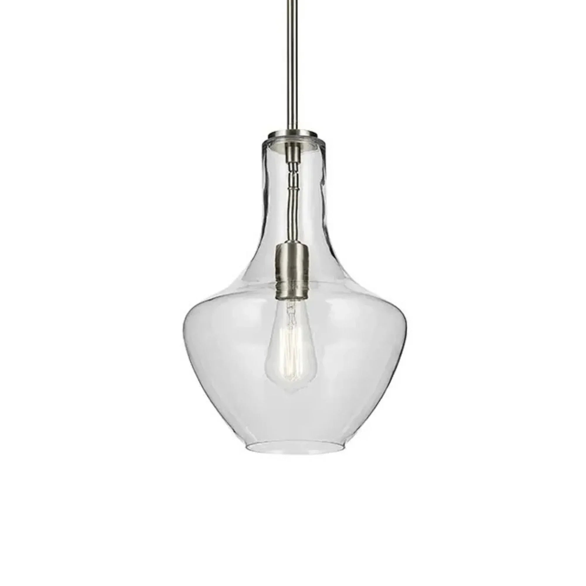 Everly 11" Pendant, Brushed Nickel Finish, Clear Glass