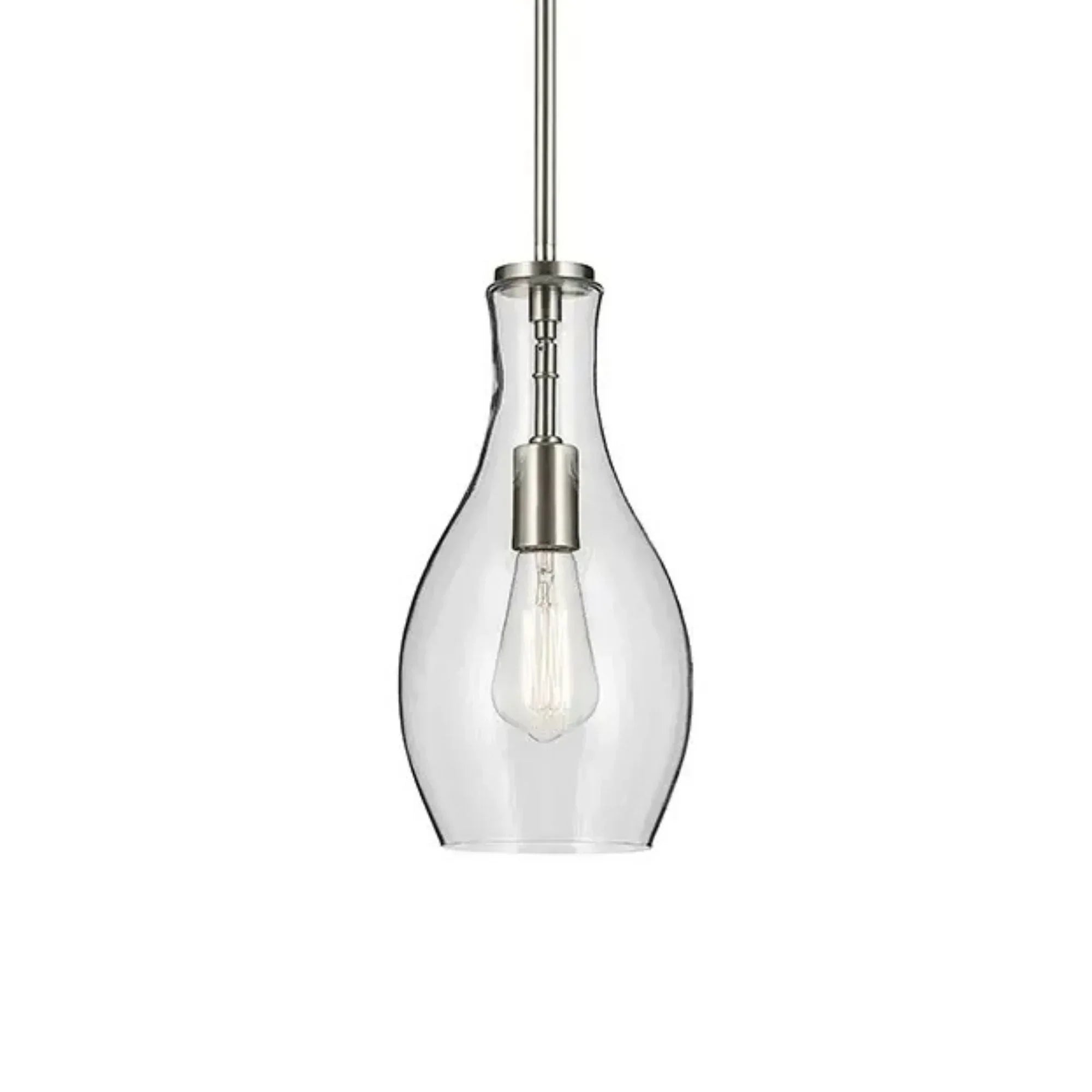 Everly 7" Pendant, Brushed Nickel Finish, Clear Glass