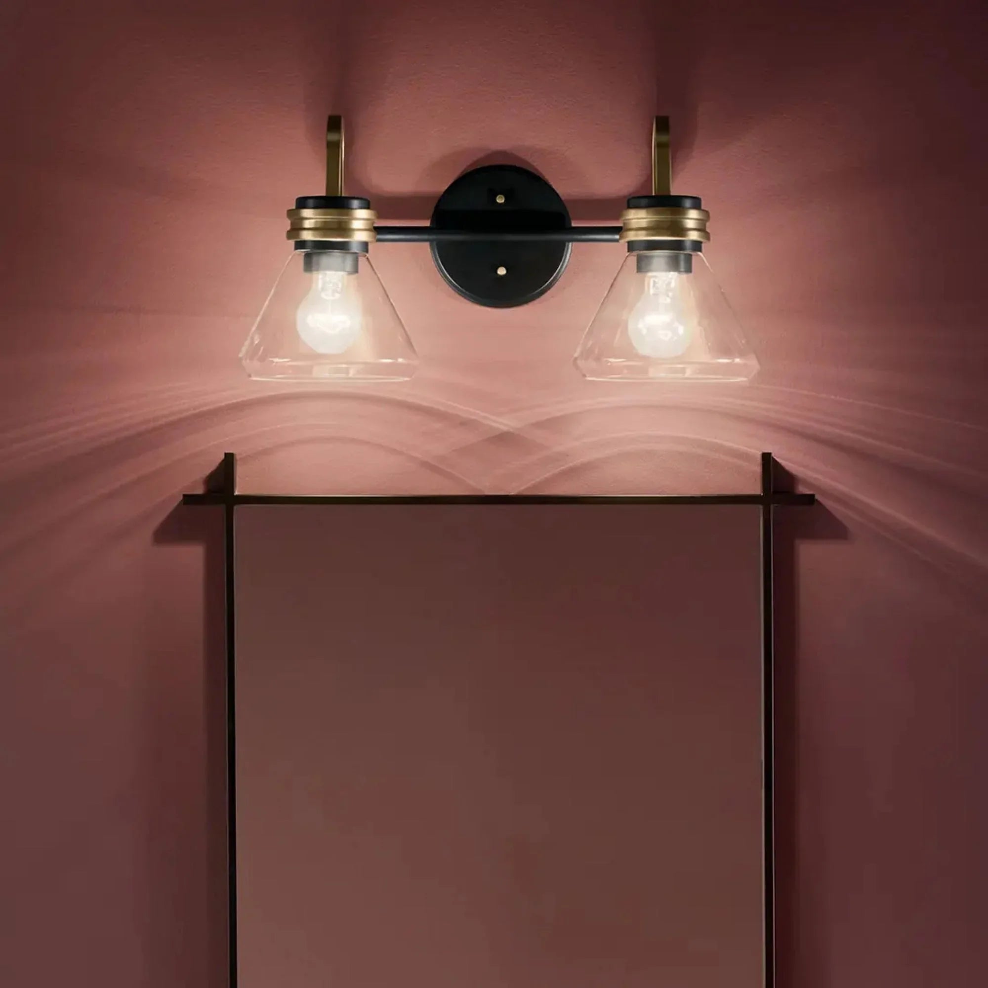 Farum 19" 2-Light Bath Vanity Light, Black Finish, Clear Glass