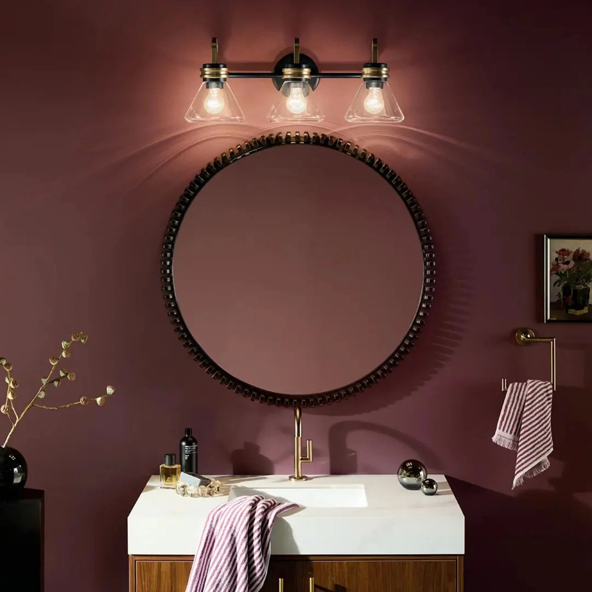 Farum 26" 3-Light Bath Vanity Light, Black Finish, Clear Glass