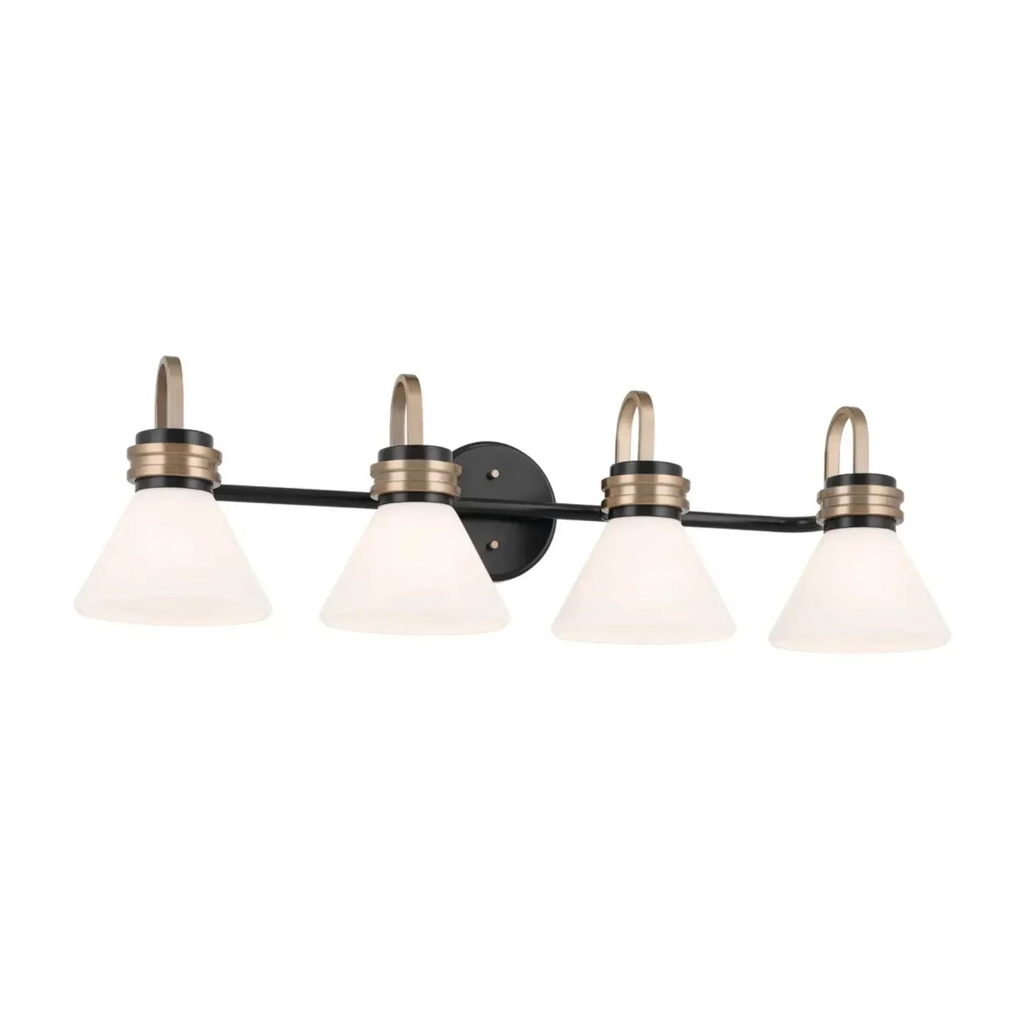 Farum 34" 4-Light Bath Vanity Light, Black Finish, Etched Glass