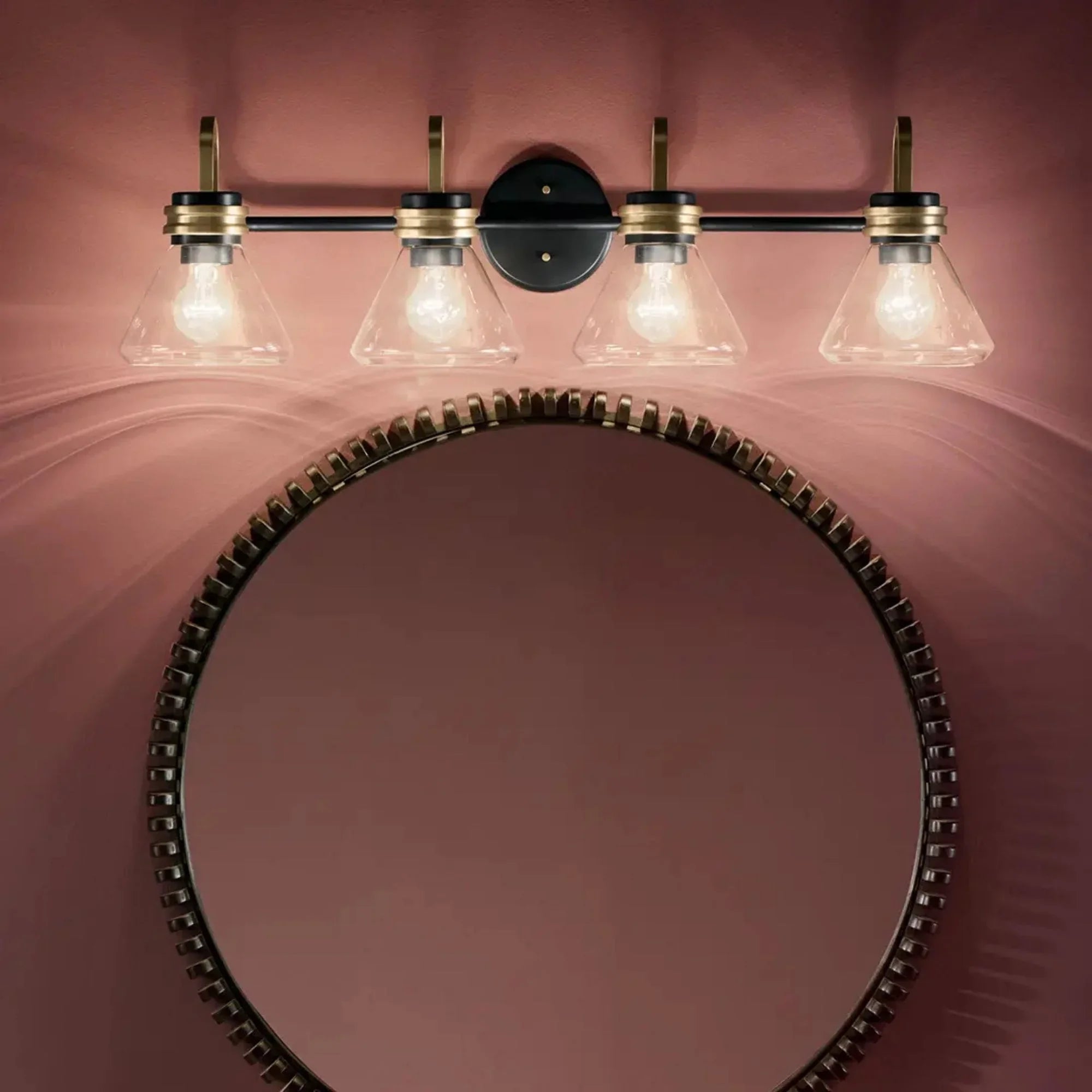 Farum 34" 4-Light Bath Vanity Light, Black Finish, Clear Glass