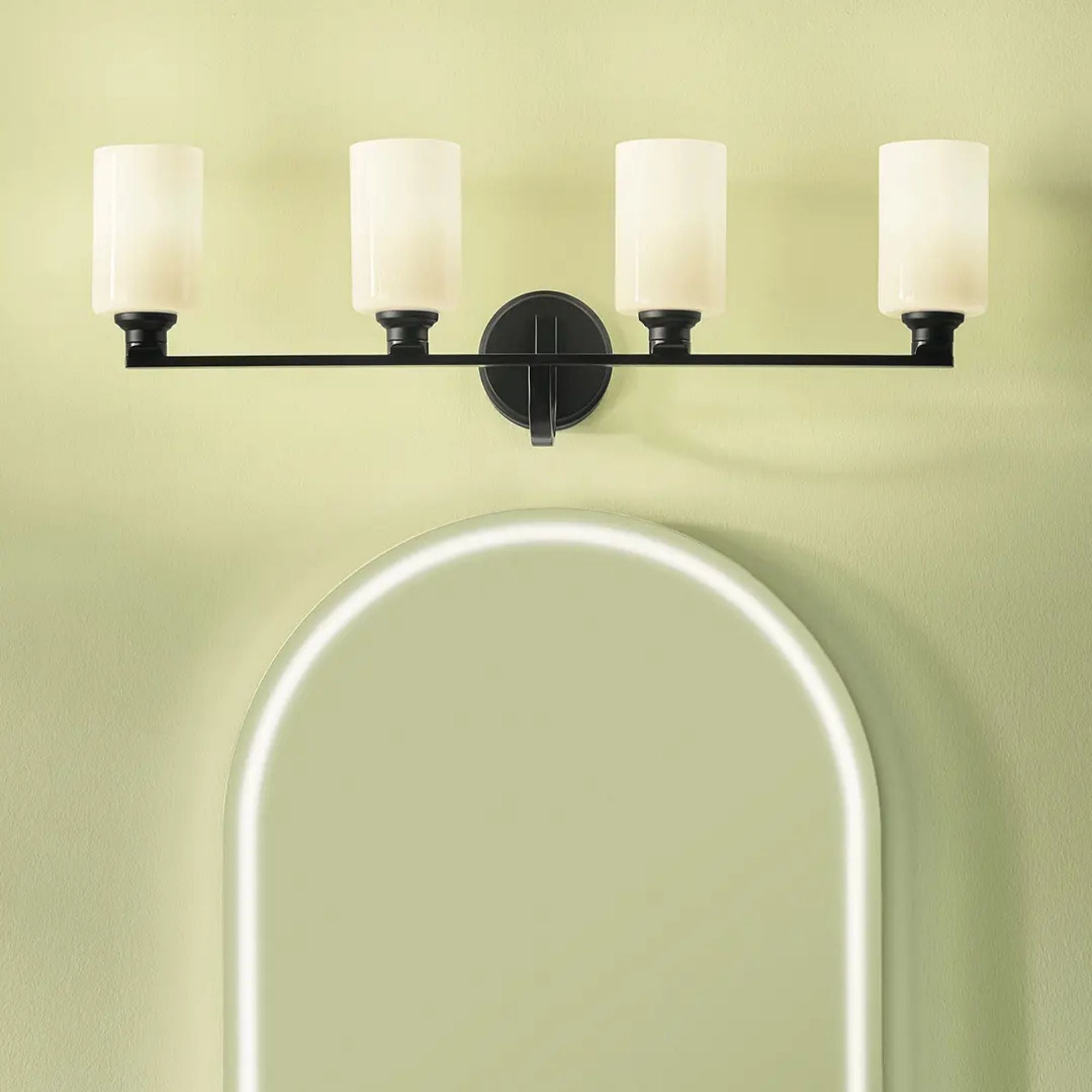 Gioe 32" 4-Light Bath Vanity Light, Black Finish Fluted Glass