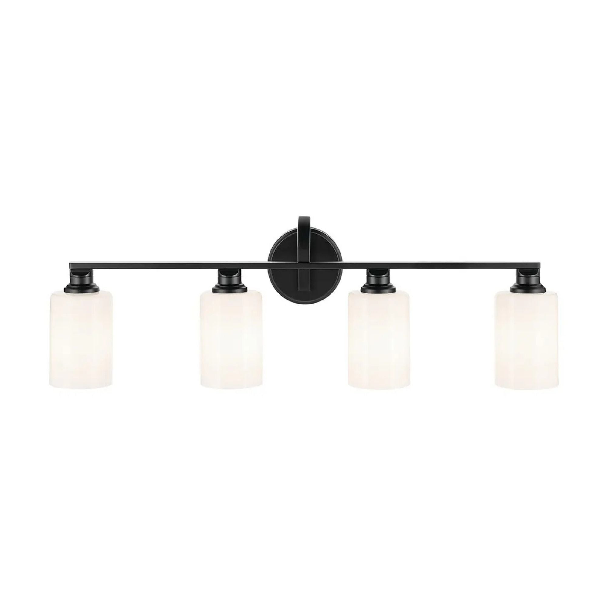 Gioe 32" 4-Light Bath Vanity Light, Black Finish Fluted Glass