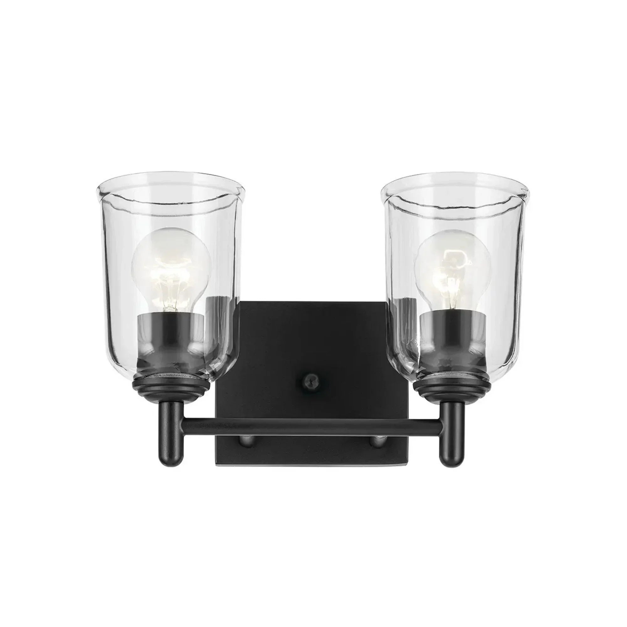 Shailene 13" 2-Light Bath Vanity Light, Black Finish, Clear Glass