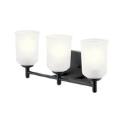 Shailene 21" 3-Light Bath Vanity Light, Black Finish, Etched Glass