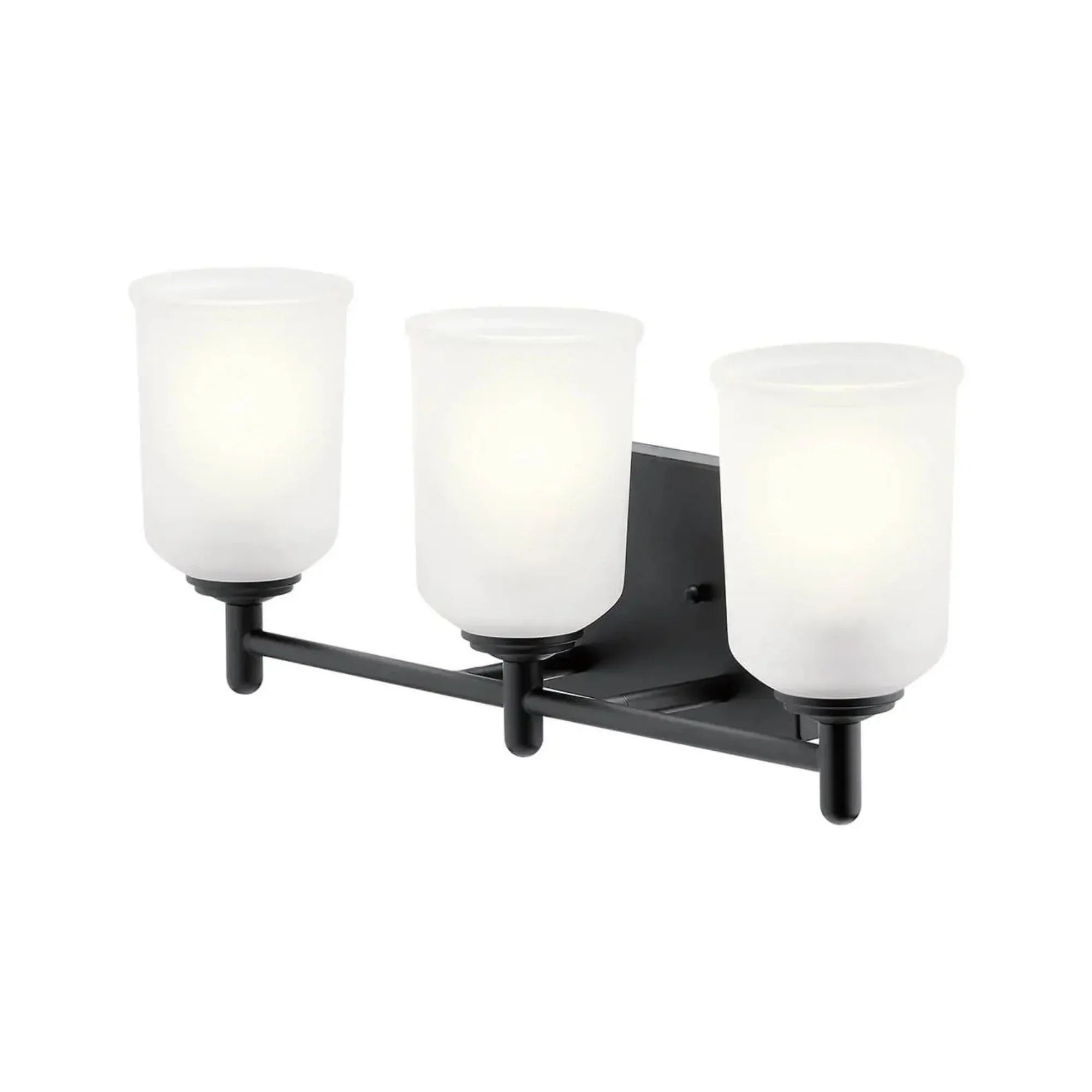 Shailene 21" 3-Light Bath Vanity Light, Black Finish, Etched Glass