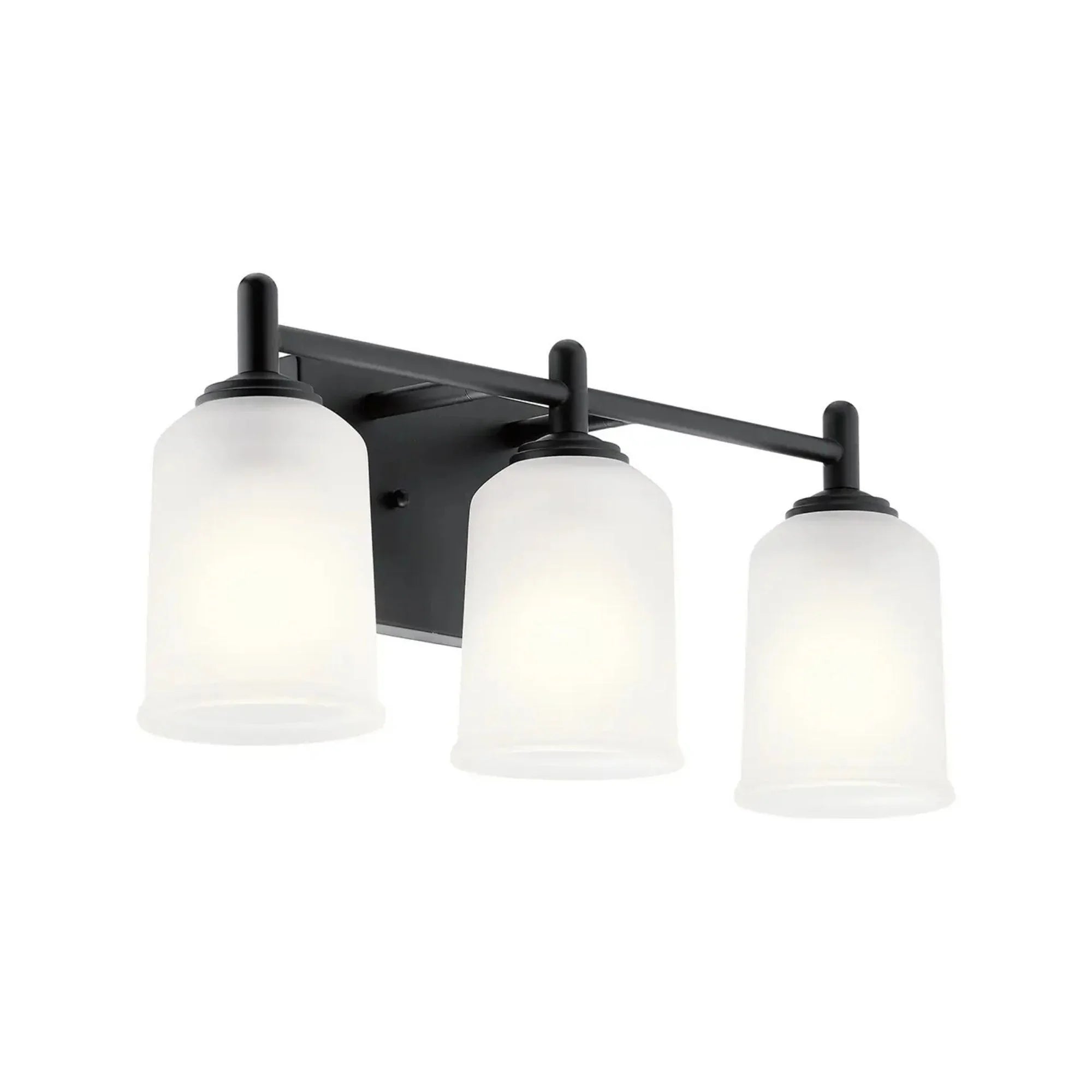 Shailene 21" 3-Light Bath Vanity Light, Black Finish, Etched Glass