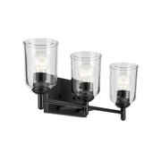 Shailene 21" 3-Light Bath Vanity Light, Black Finish, Clear Glass