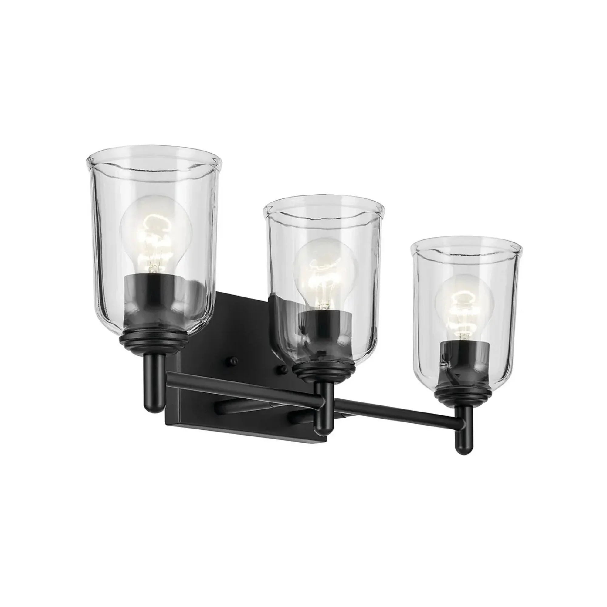 Shailene 21" 3-Light Bath Vanity Light, Black Finish, Clear Glass