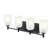 Shailene 30" 4-Light Bath Vanity Light, Black Finish, Etched Glass