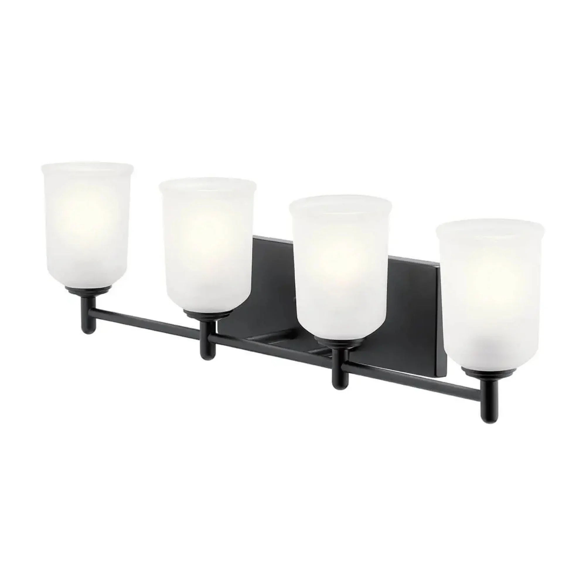 Shailene 30" 4-Light Bath Vanity Light, Black Finish, Etched Glass