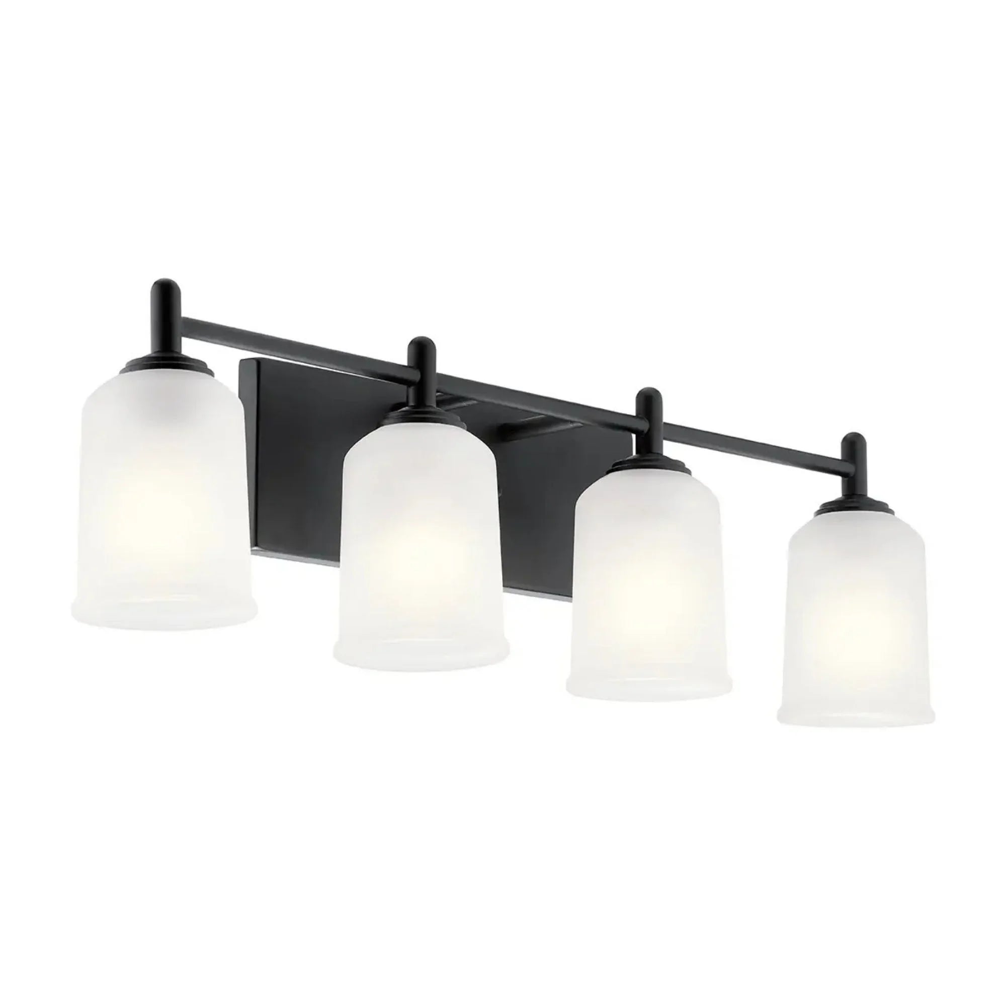 Shailene 30" 4-Light Bath Vanity Light, Black Finish, Etched Glass