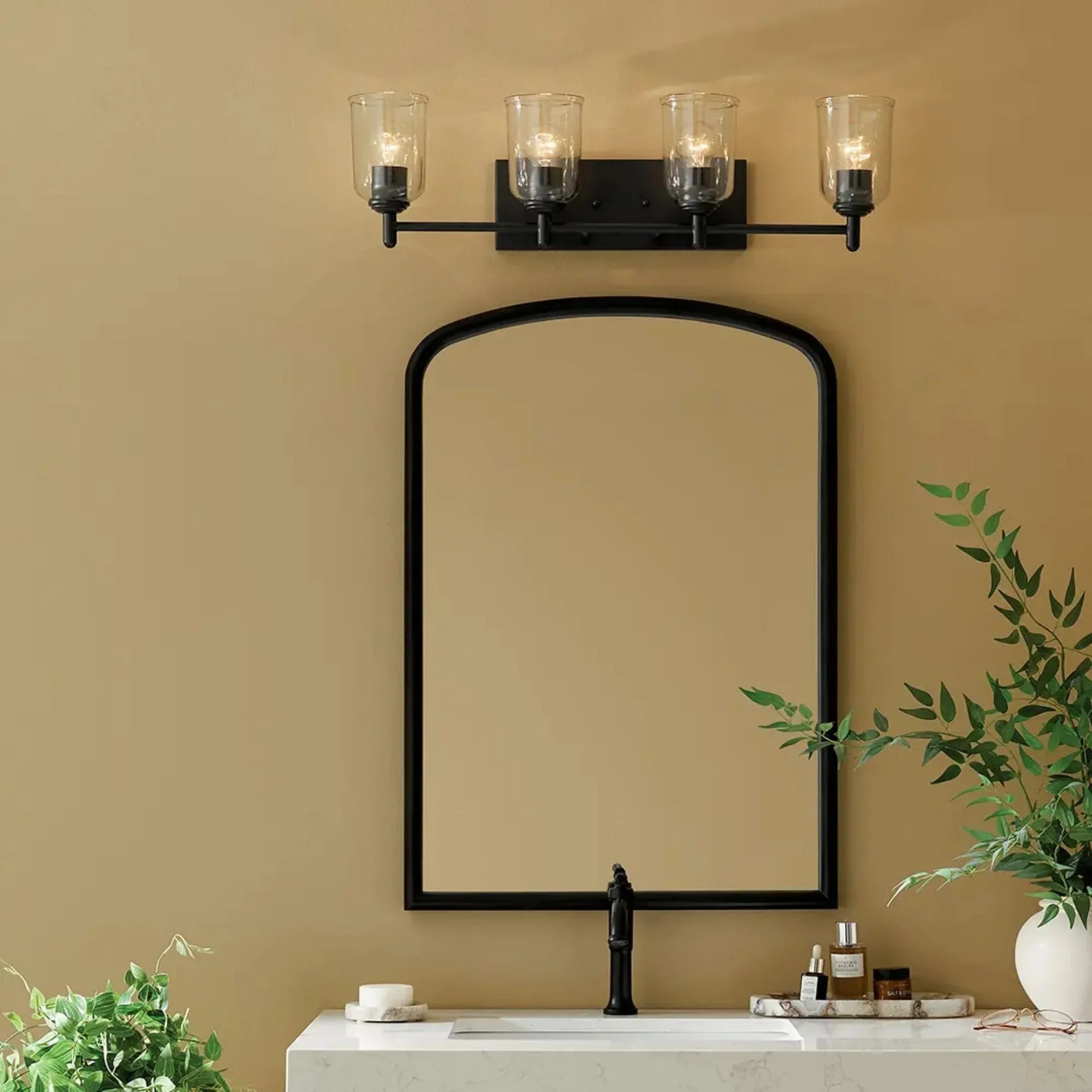 Shailene 30" 4-Light Bath Vanity Light, Black Finish, Clear Glass