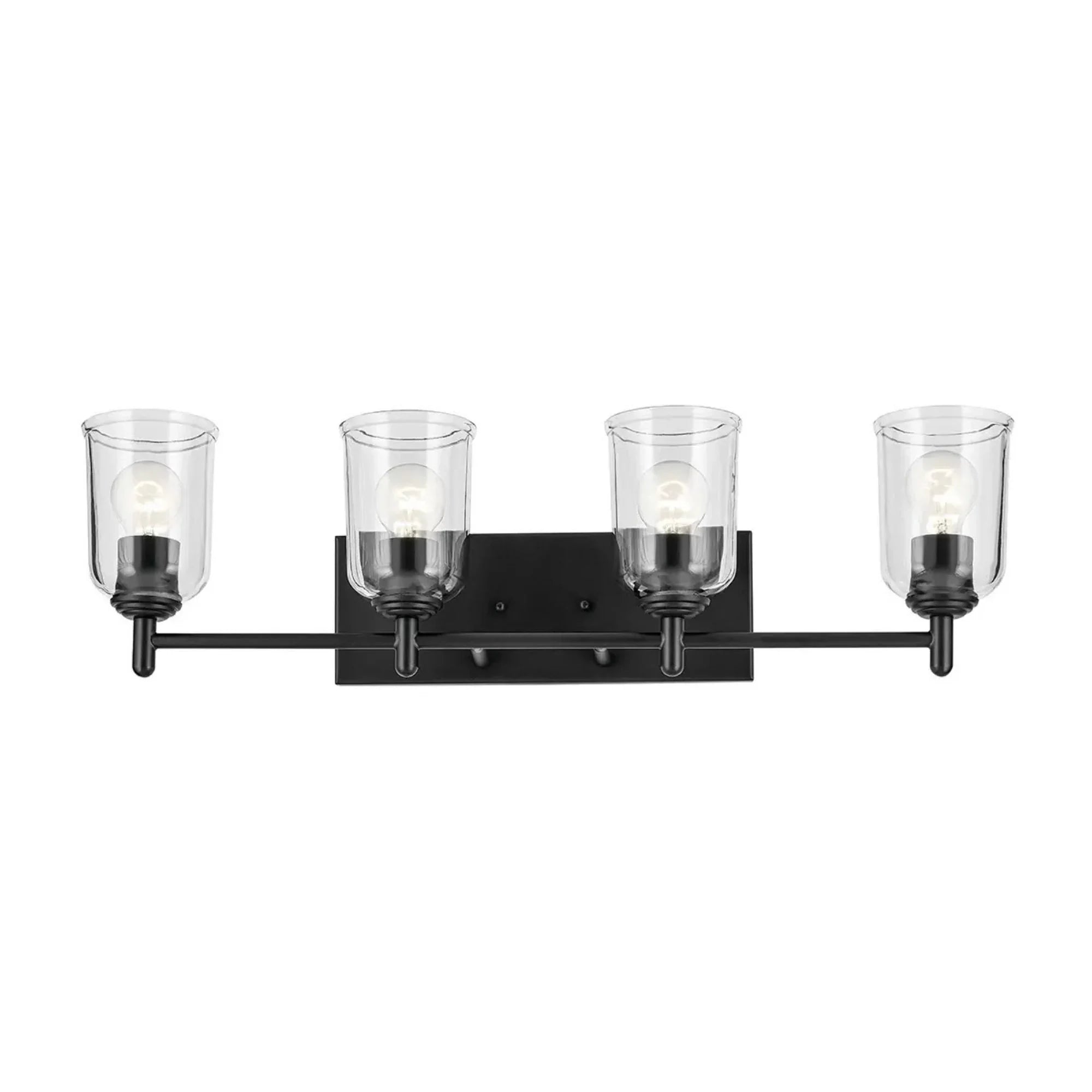 Shailene 30" 4-Light Bath Vanity Light, Black Finish, Clear Glass