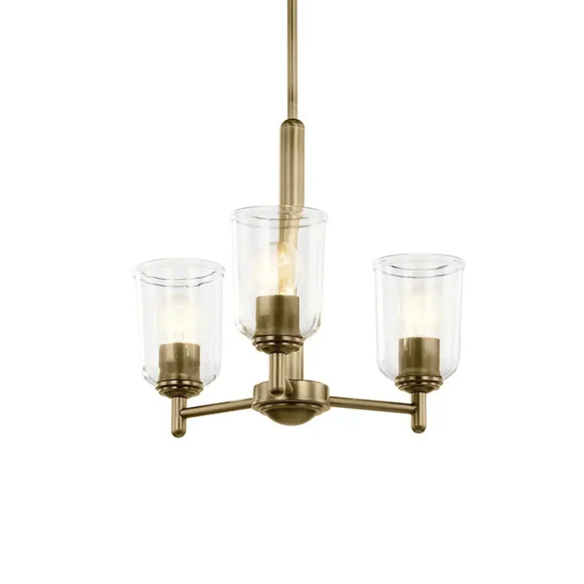 Shailene 18" 3-Light Mini Chandelier, Natural Brass Finish, Clear Glass