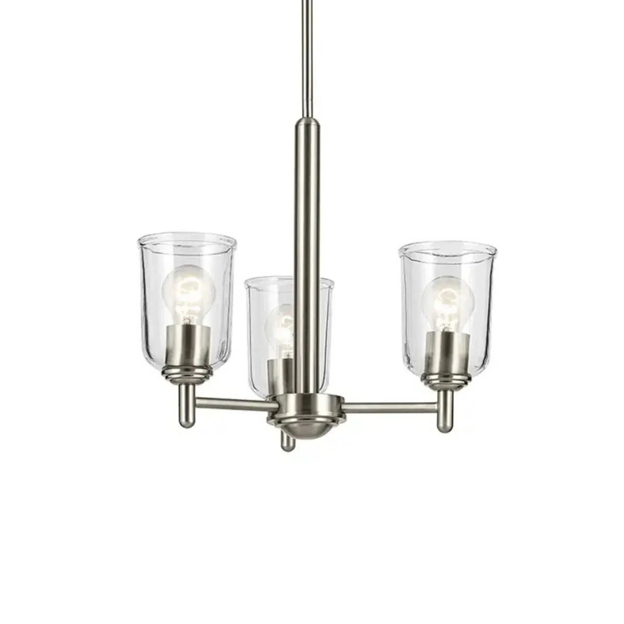 Shailene 18" 3-Light Mini Chandelier, Brushed Nickel Finish, Clear Glass