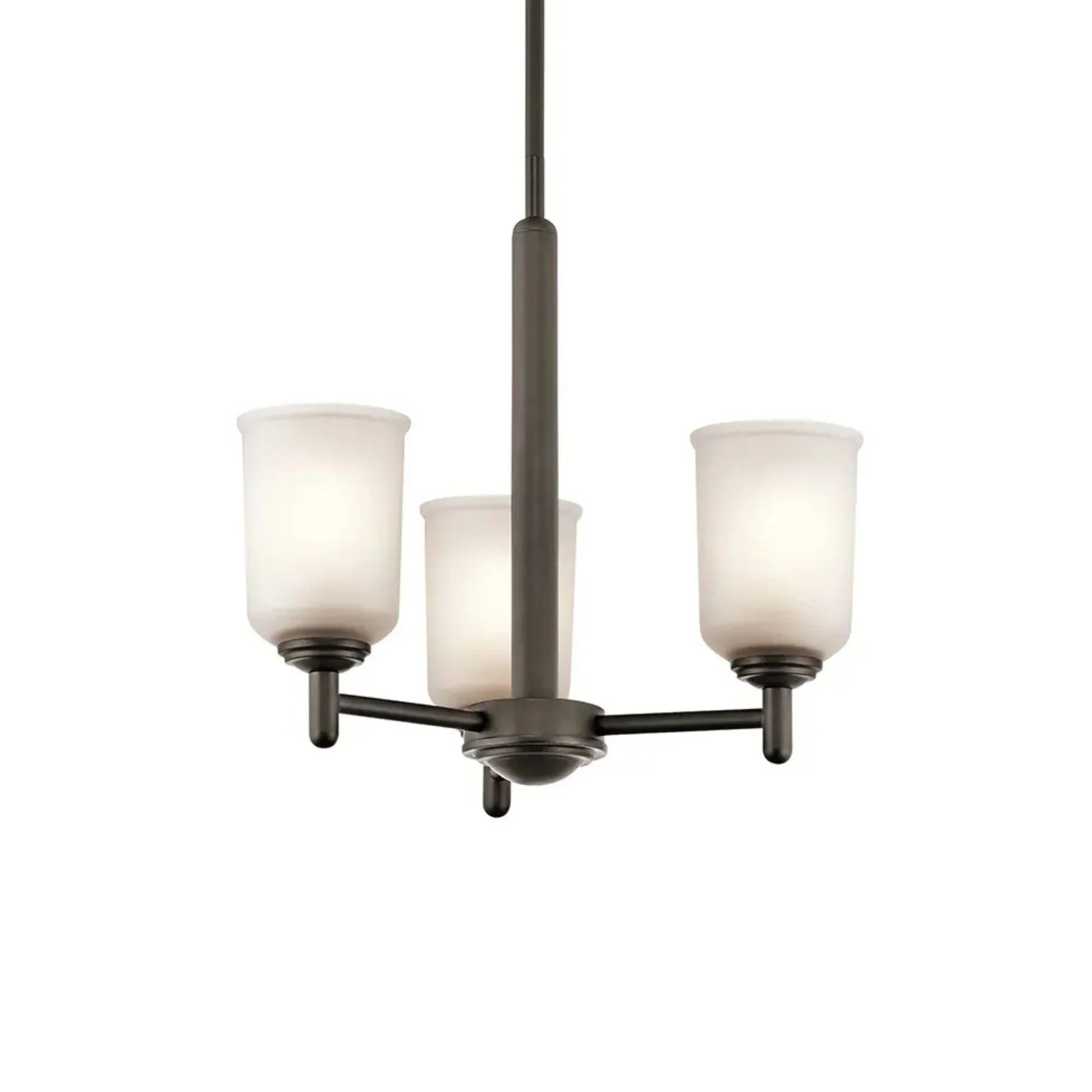 Shailene 18" 3-Light Mini Chandelier, Olde Bronze Finish, Etched Glass