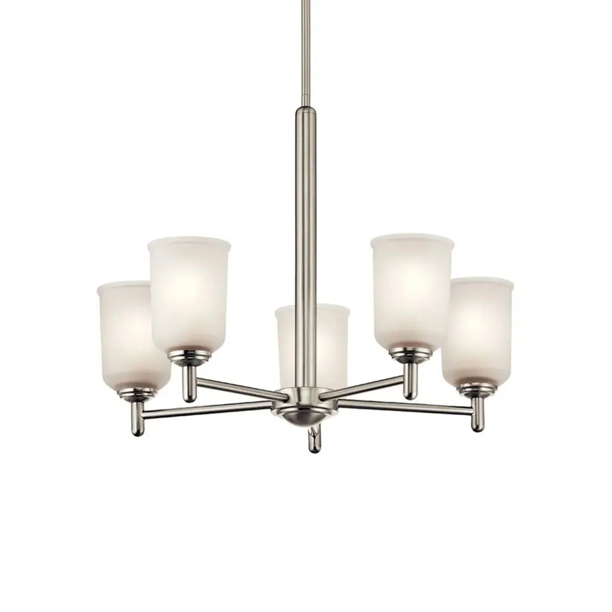Shailene 24" 5-Light Chandelier, Brushed Nickel Finish, Etched Glass