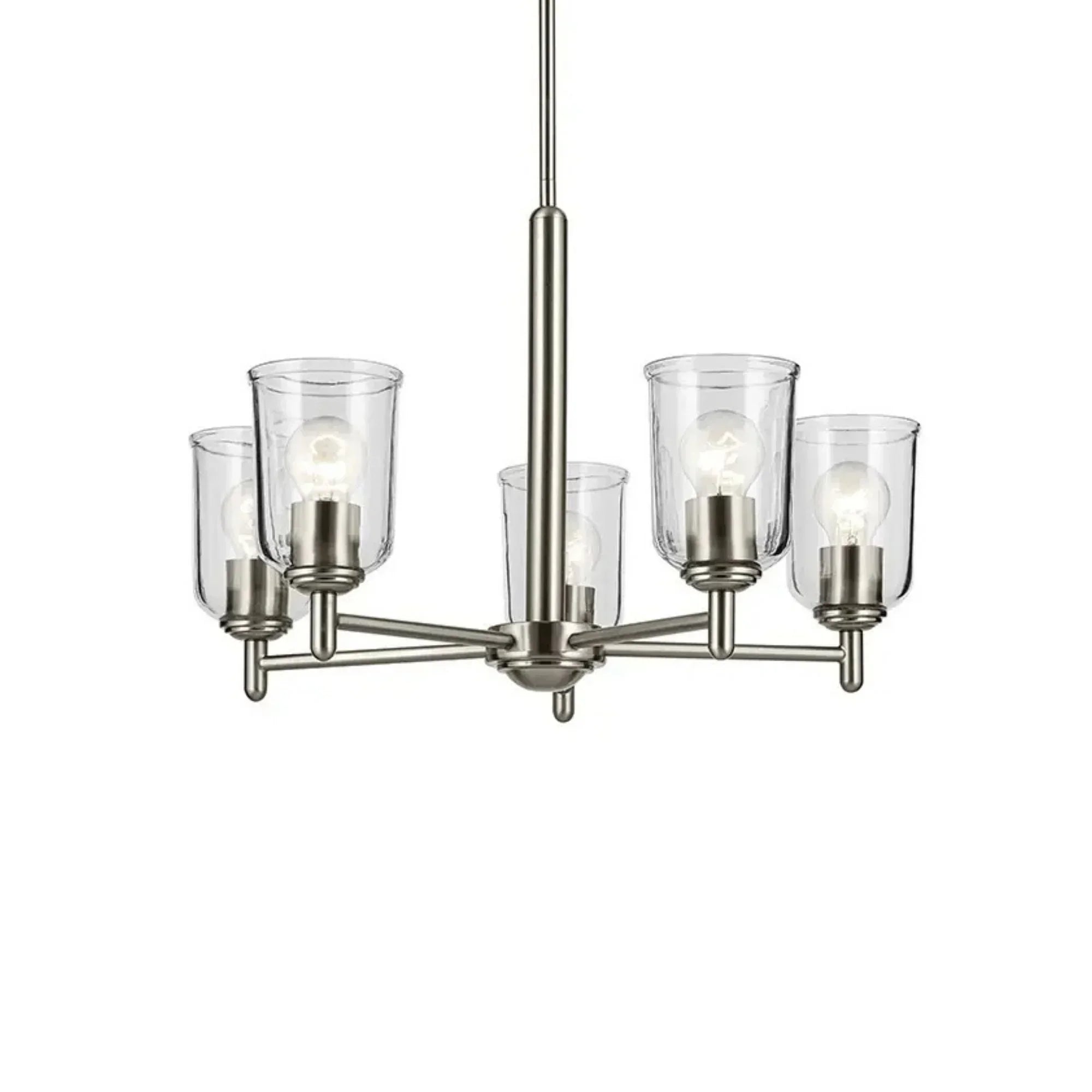 Shailene 24" 5-Light Chandelier, Brushed Nickel Finish, Clear Glass