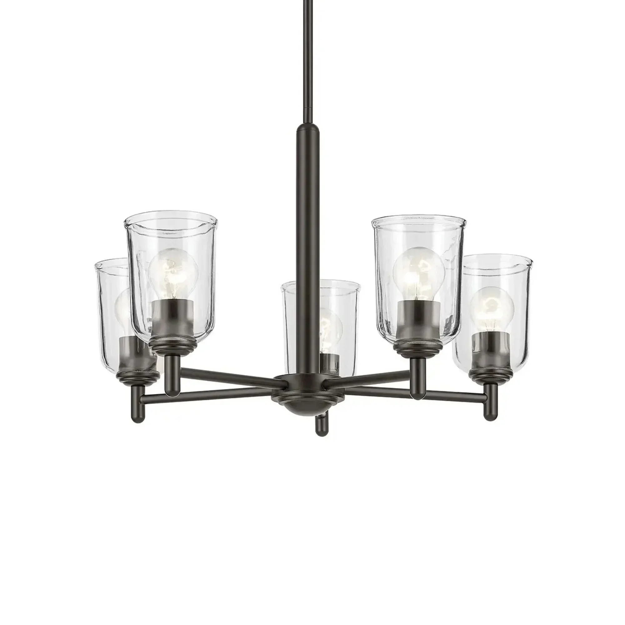 Shailene 24" 5-Light Chandelier, Olde Bronze Finish, Clear Glass