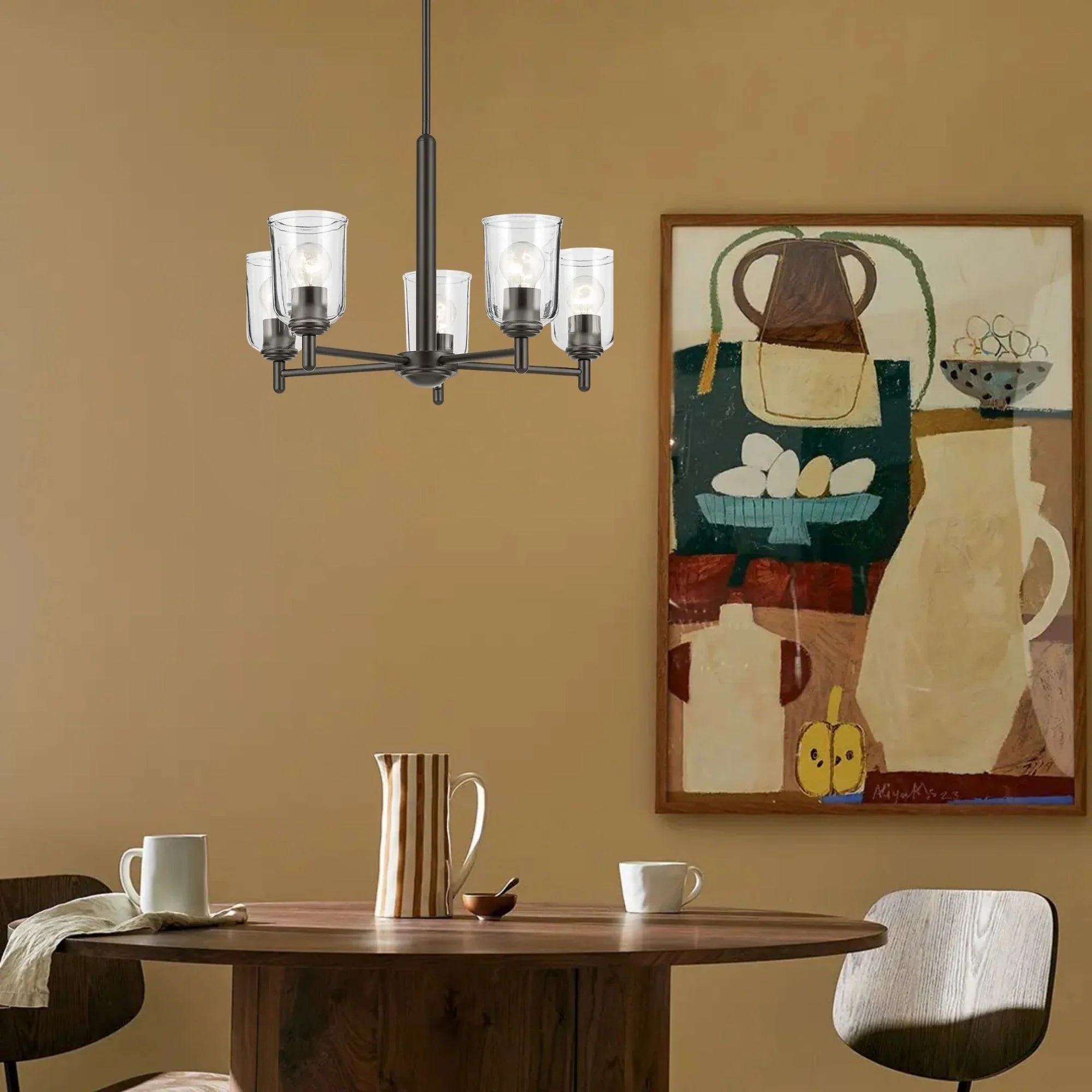 Shailene 24" 5-Light Chandelier, Olde Bronze Finish, Clear Glass