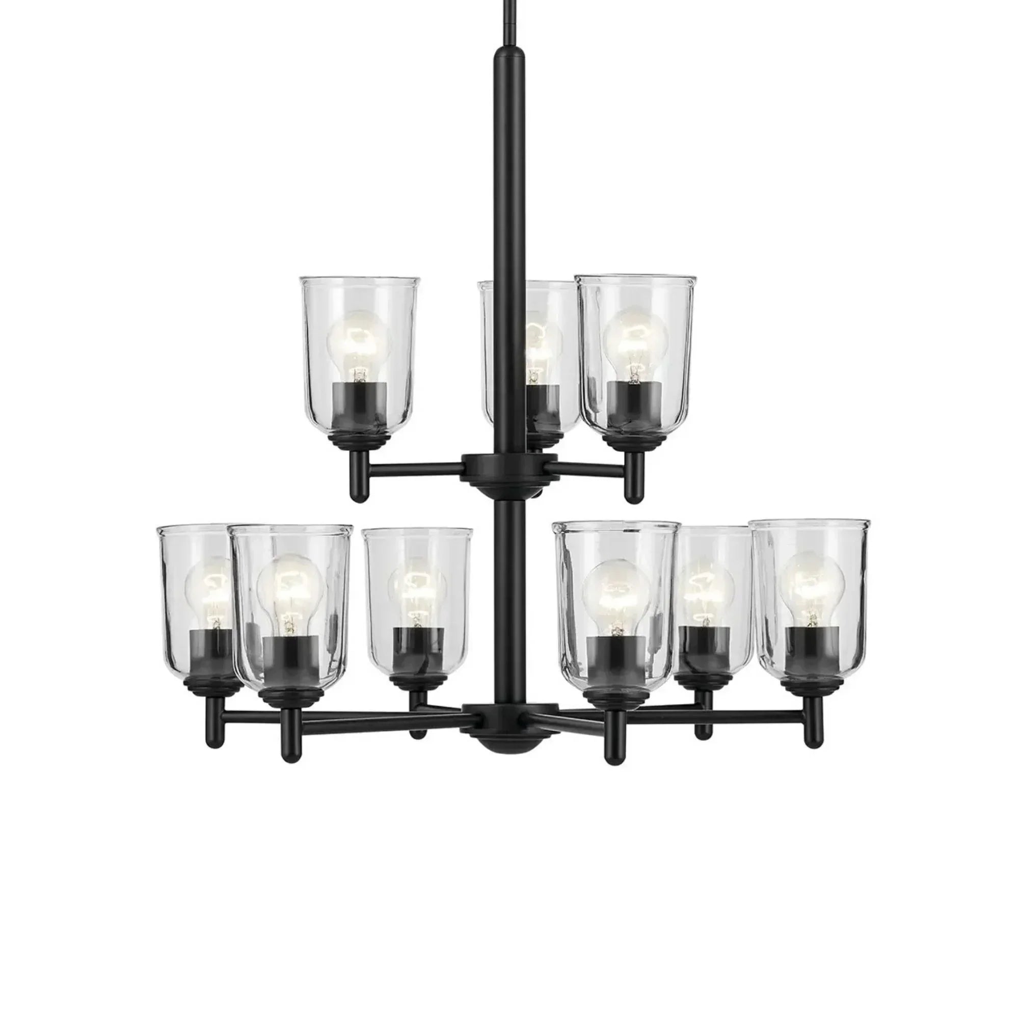 Shailene 27" 9-Light Chandelier, Black Finish, Clear Glass
