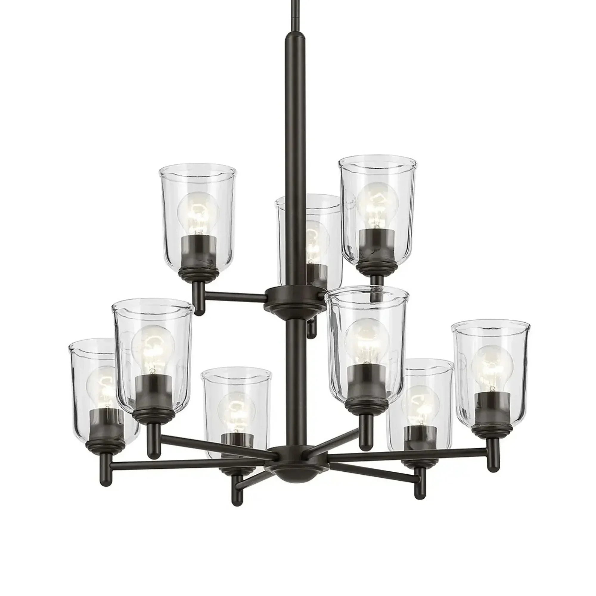 Shailene 27" 9-Light Chandelier, Olde Bronze Finish, Clear Glass