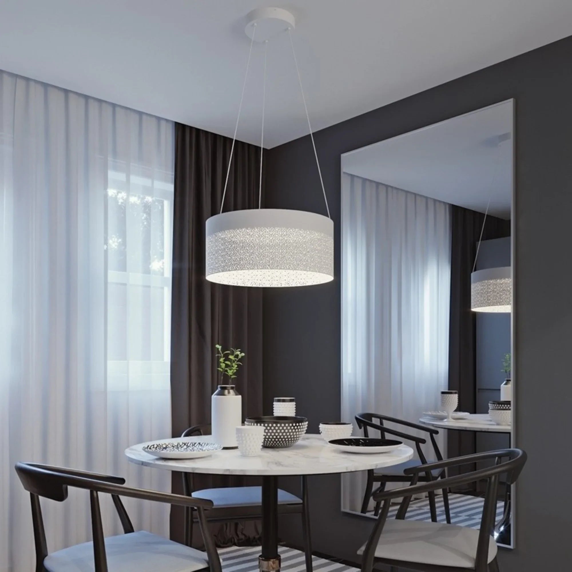 Ash 20" LED Pendant, White Finish - Bees Lighting
