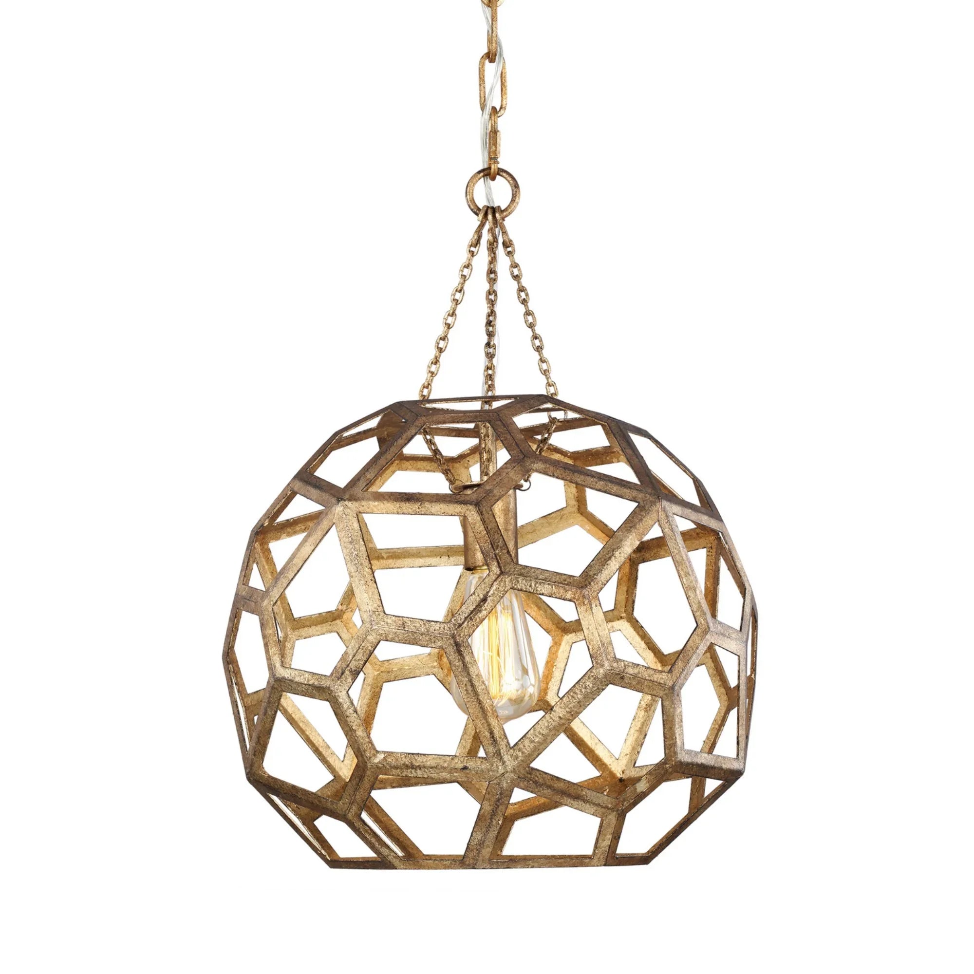 Feccetta 15" Medium Pendant, Antique Gild Finish - Bees Lighting