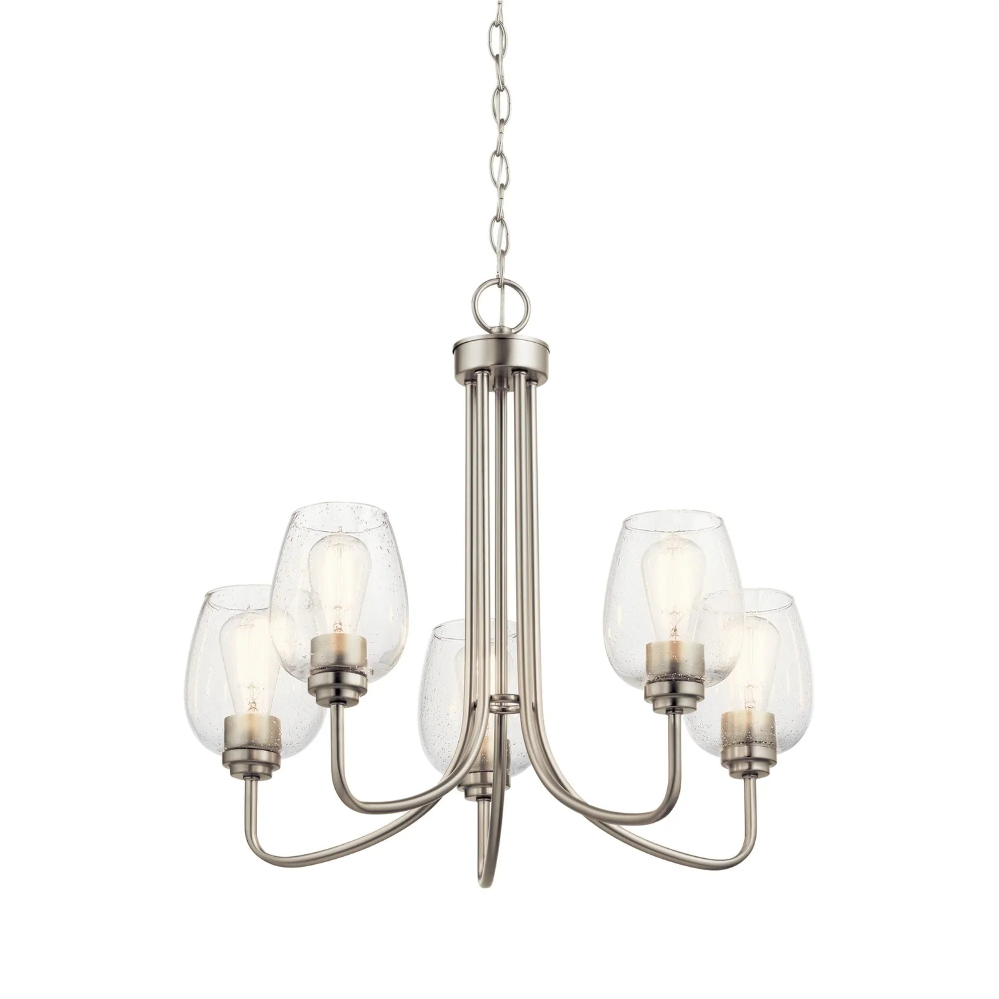 Valserrano 24" 5-Light Chandelier, Brushed Nickel Finish, Clear Seeded Glass - Bees Lighting
