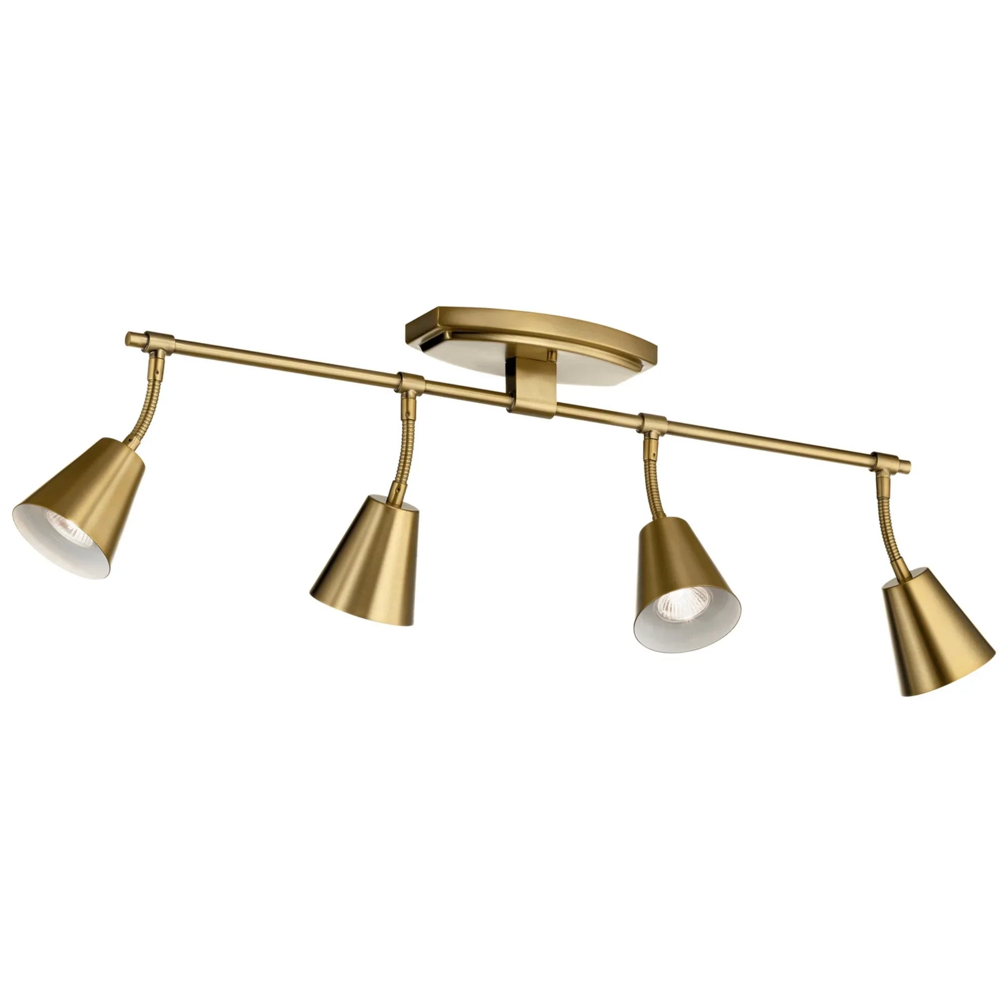 Sylvia 30" 4-Light Fixed Rail Light, Brushed Natural Brass Finishs - Bees Lighting