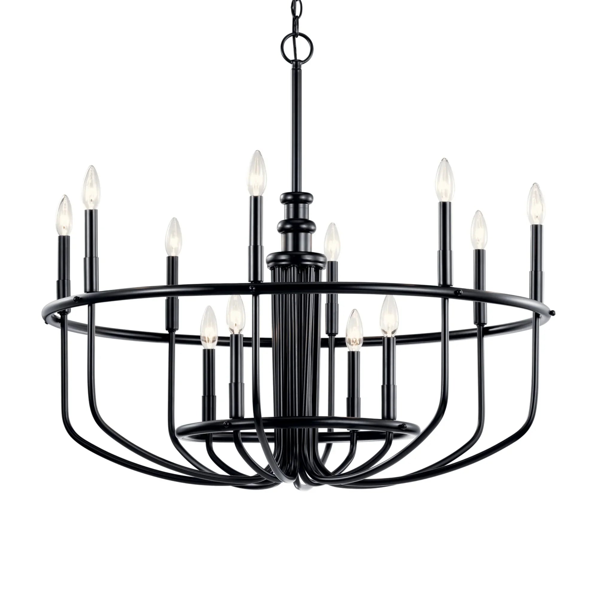 Capitol Hill 35" 12-Light Chandelier, Black Finish - Bees Lighting