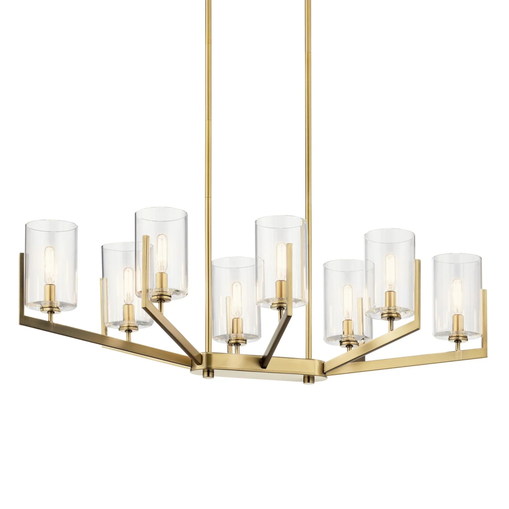 Nye 37" 8-Light Chandelier, Brushed Natural Brass Finish - Bees Lighting