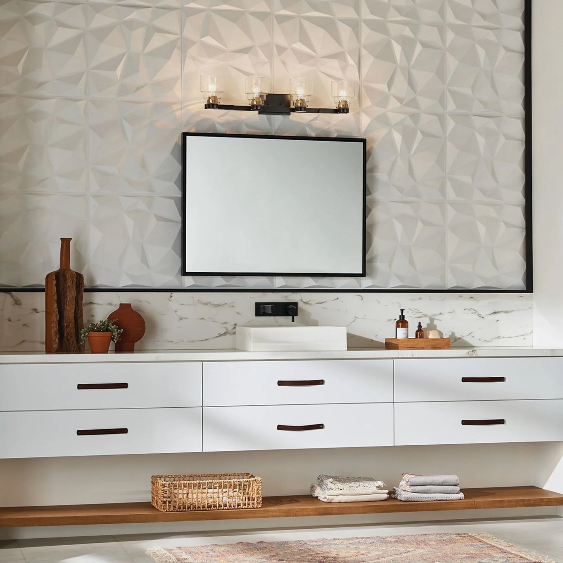 Vionnet 34" 4-Light Bath Vanity Light, Black Finish - Bees Lighting