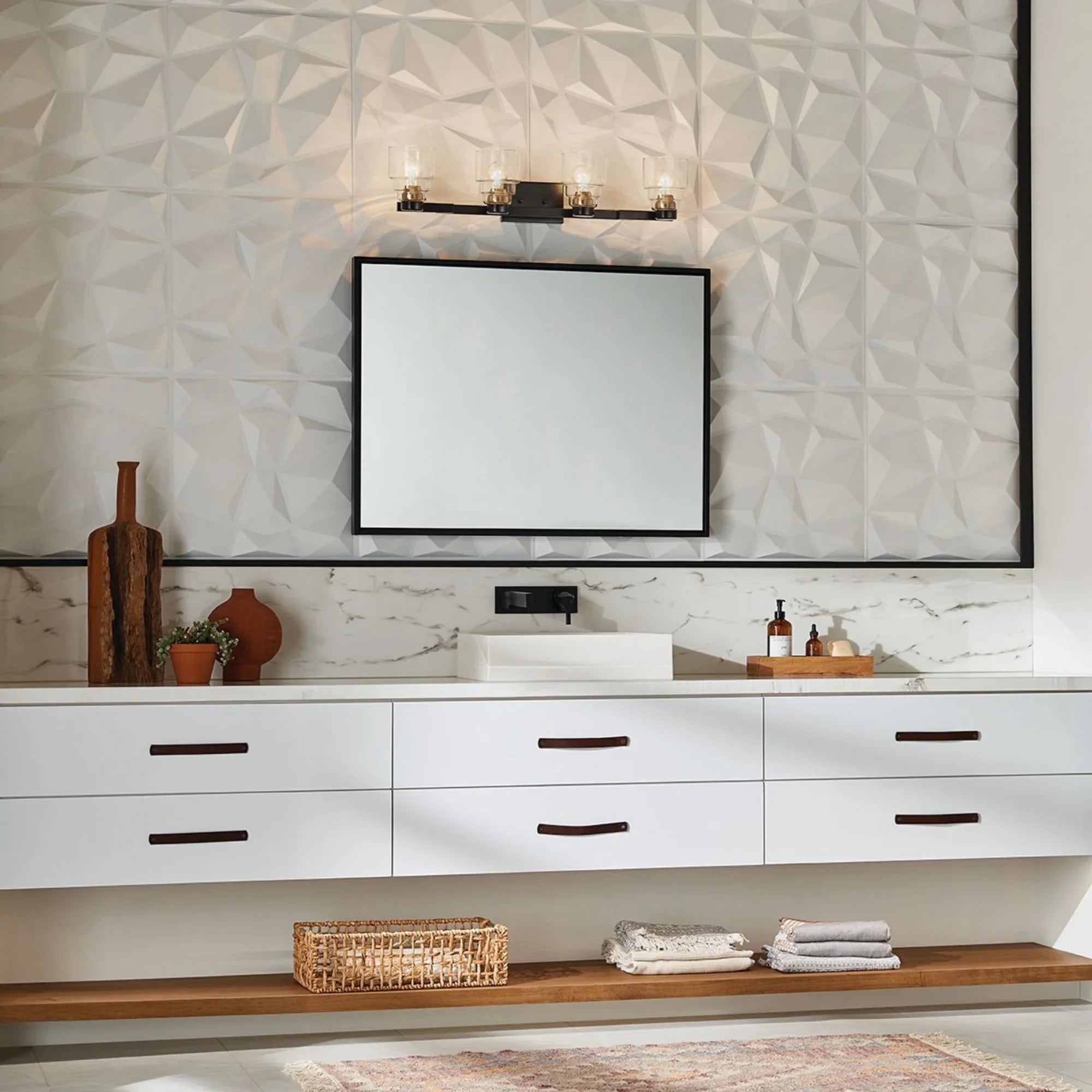 Vionnet 34" 4-Light Bath Vanity Light, Black Finish - Bees Lighting