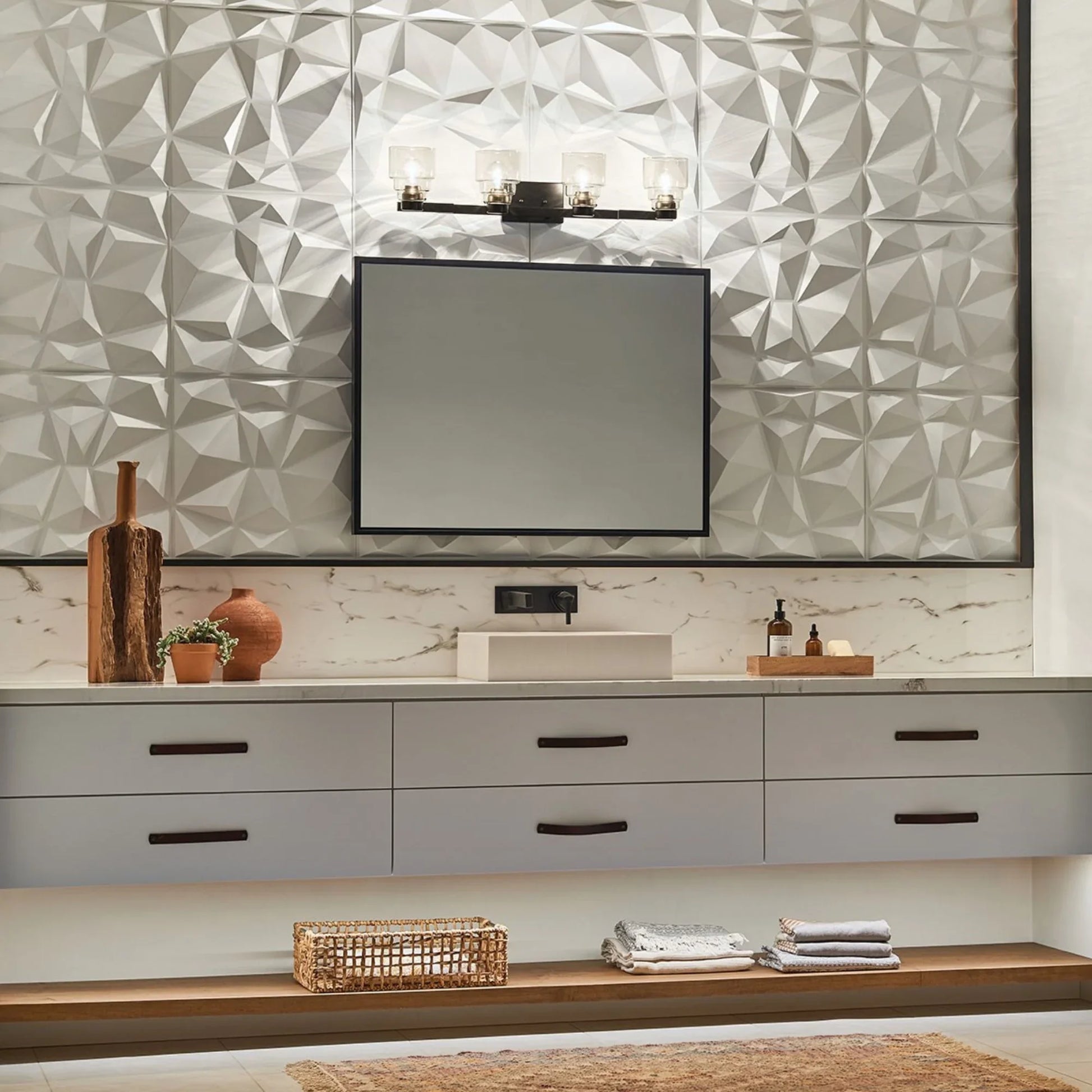 Vionnet 34" 4-Light Bath Vanity Light, Black Finish - Bees Lighting