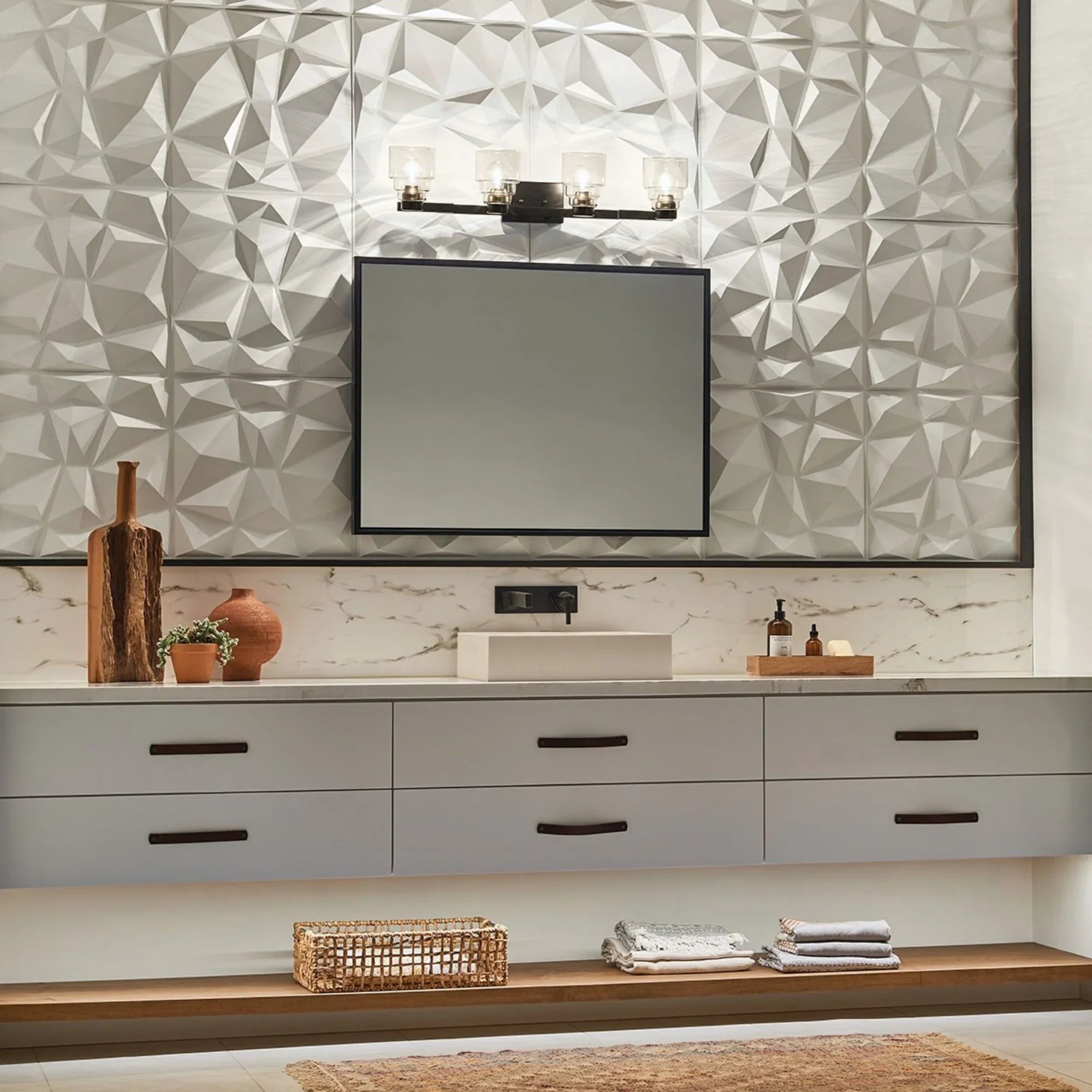 Vionnet 34" 4-Light Bath Vanity Light, Black Finish - Bees Lighting