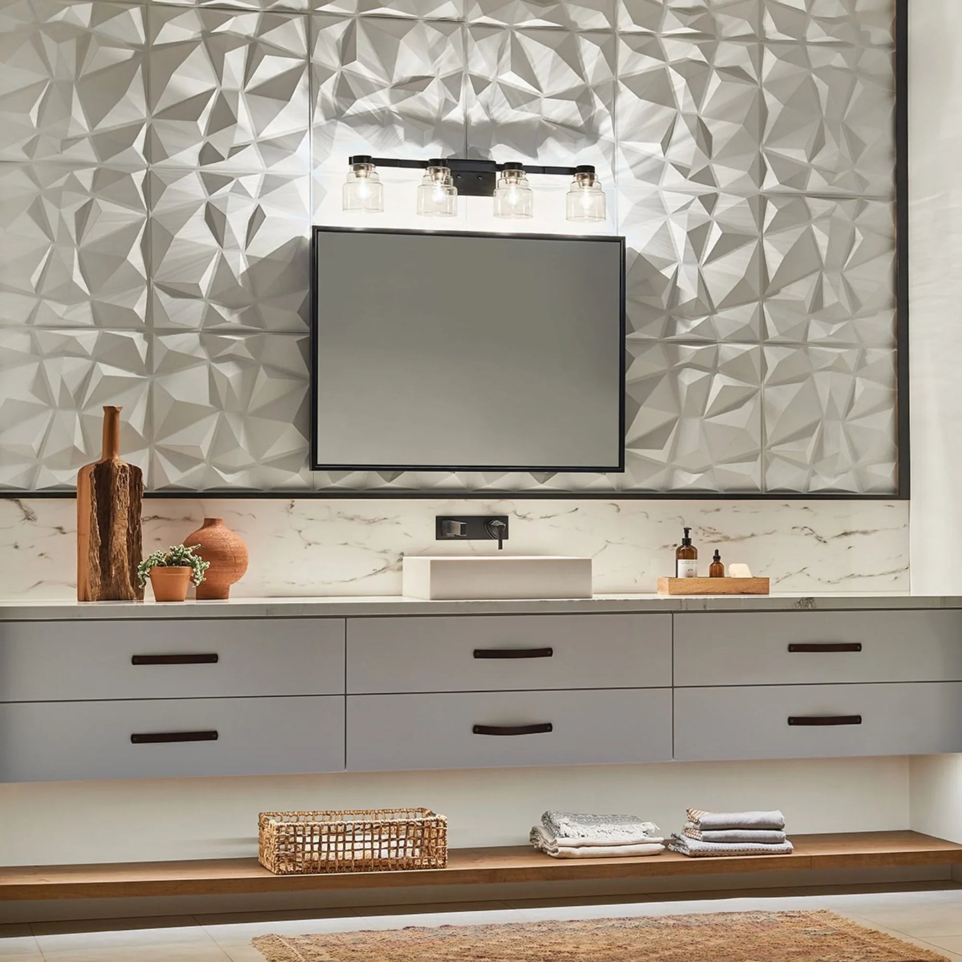 Vionnet 34" 4-Light Bath Vanity Light, Black Finish - Bees Lighting